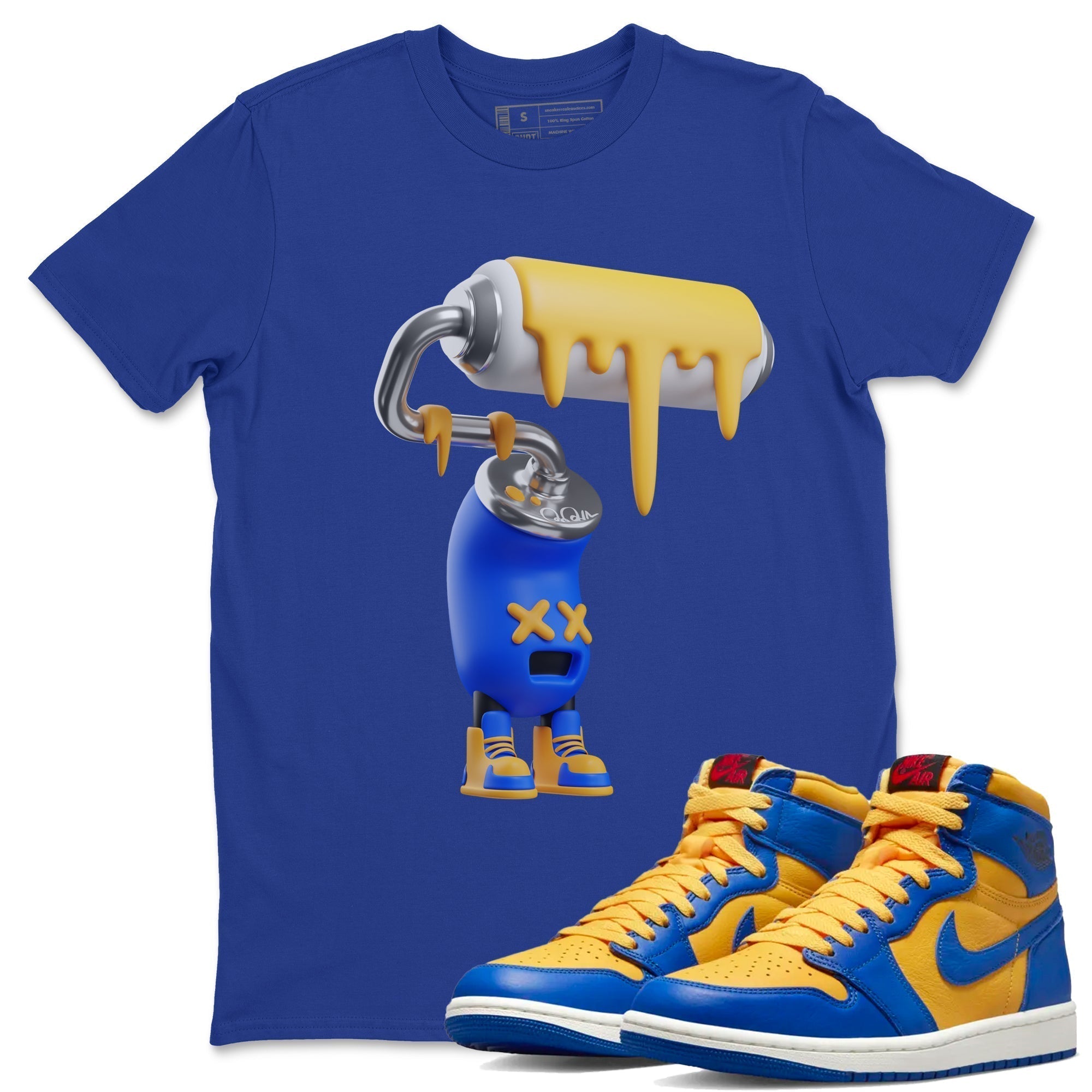 3D Paint Roller Unisex Tops - Air Jordan 1 Game Royal Varsity Maize