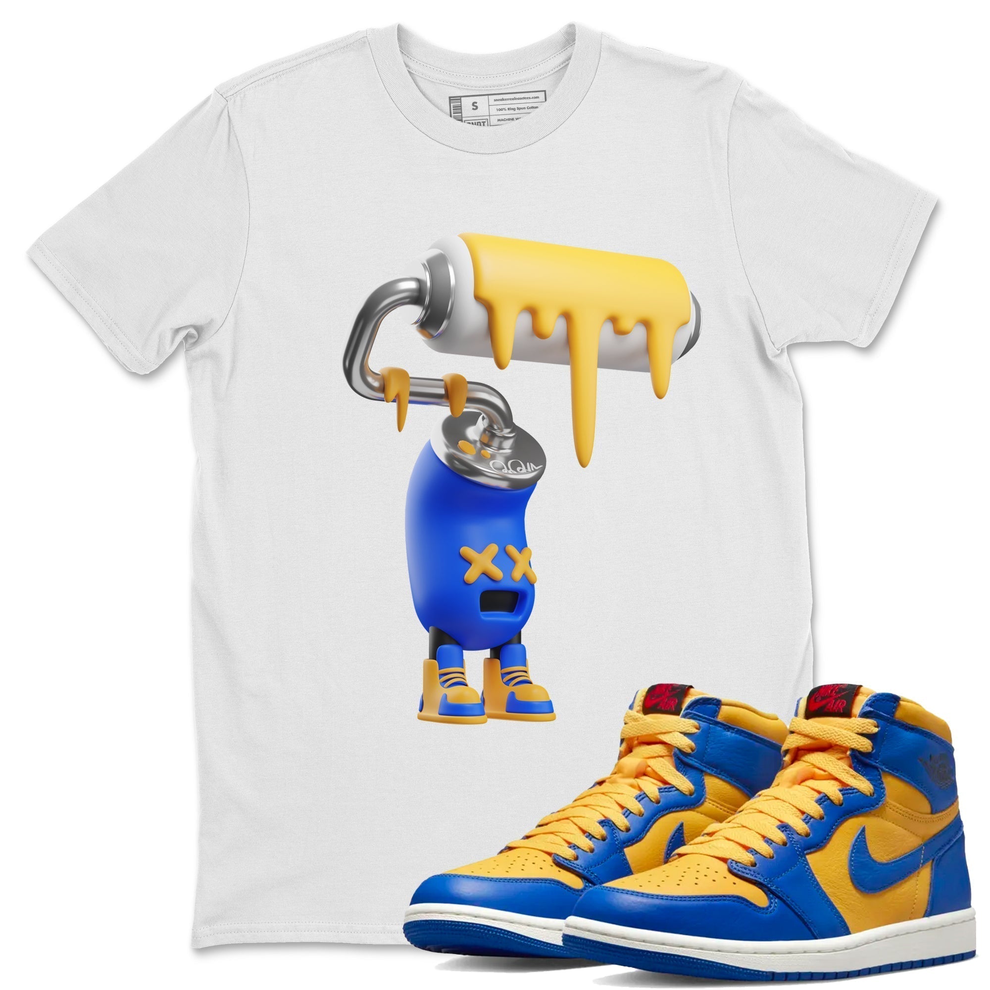 3D Paint Roller Unisex Tops - Air Jordan 1 Game Royal Varsity Maize