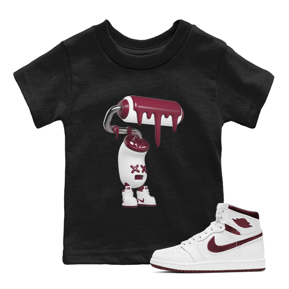 3D Paint Roller snkmatch Tee Kids - Air Jordan 1 Metallic Burgundy