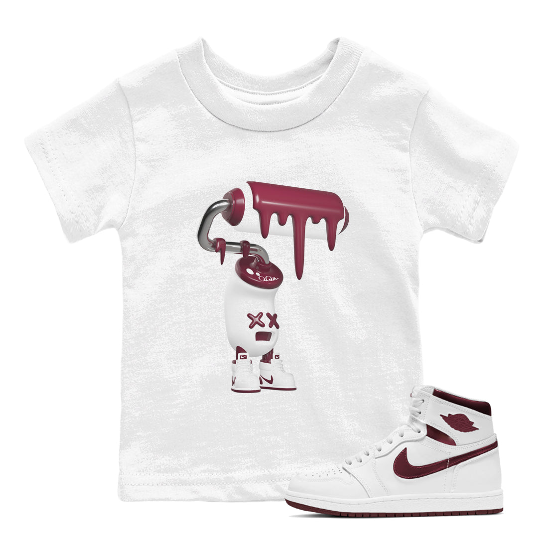 3D Paint Roller snkmatch Tee Kids - Air Jordan 1 Metallic Burgundy