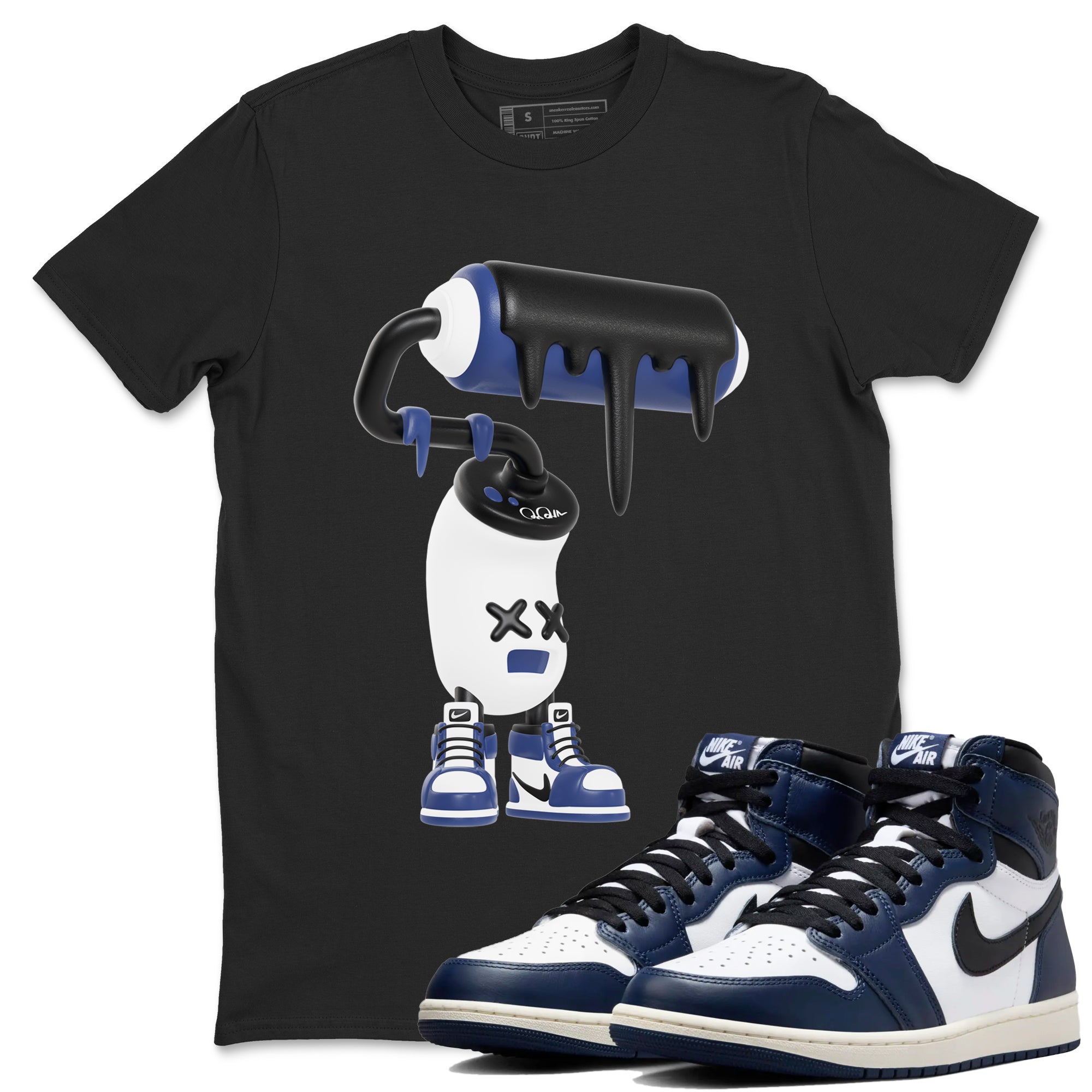 3D Paint Roller snkmatch Tees - Air Jordan 1 Midnight Navy