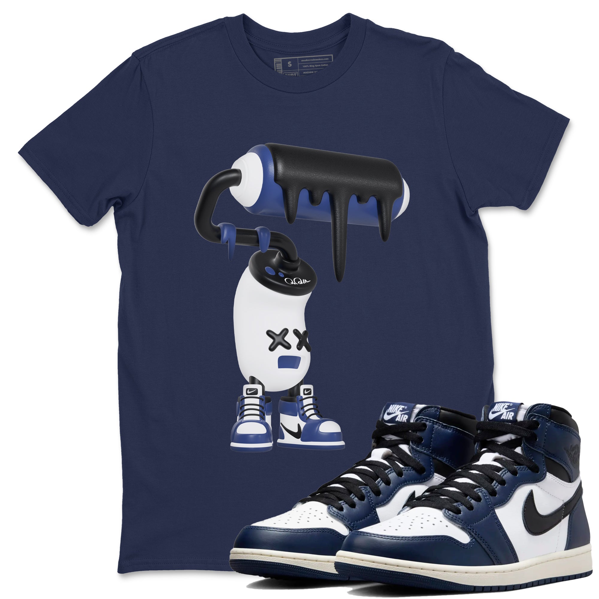 3D Paint Roller snkmatch Tees - Air Jordan 1 Midnight Navy