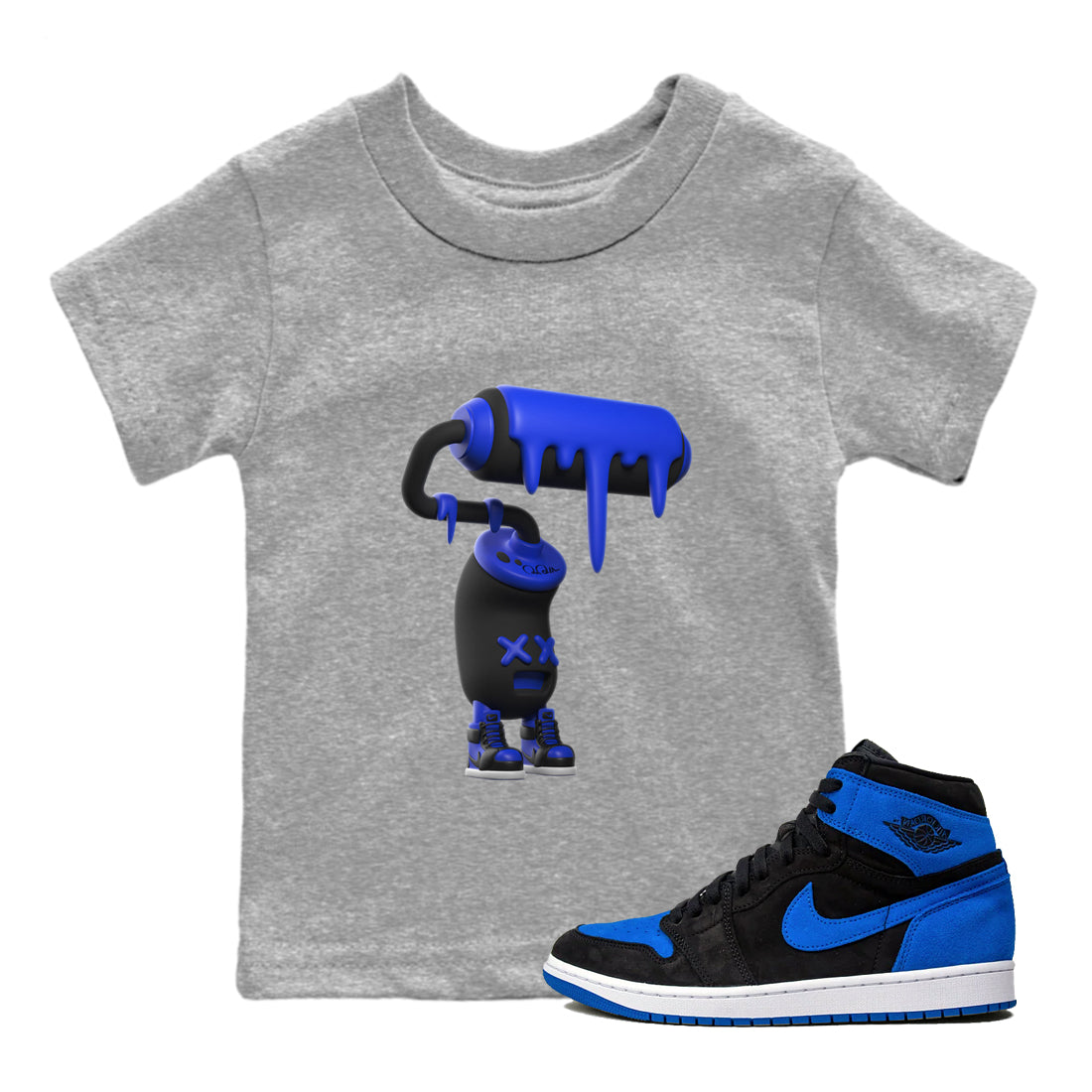 3D Paint Roller snkmatch Tee Kids - Air Jordan 1 Royal Reimagined
