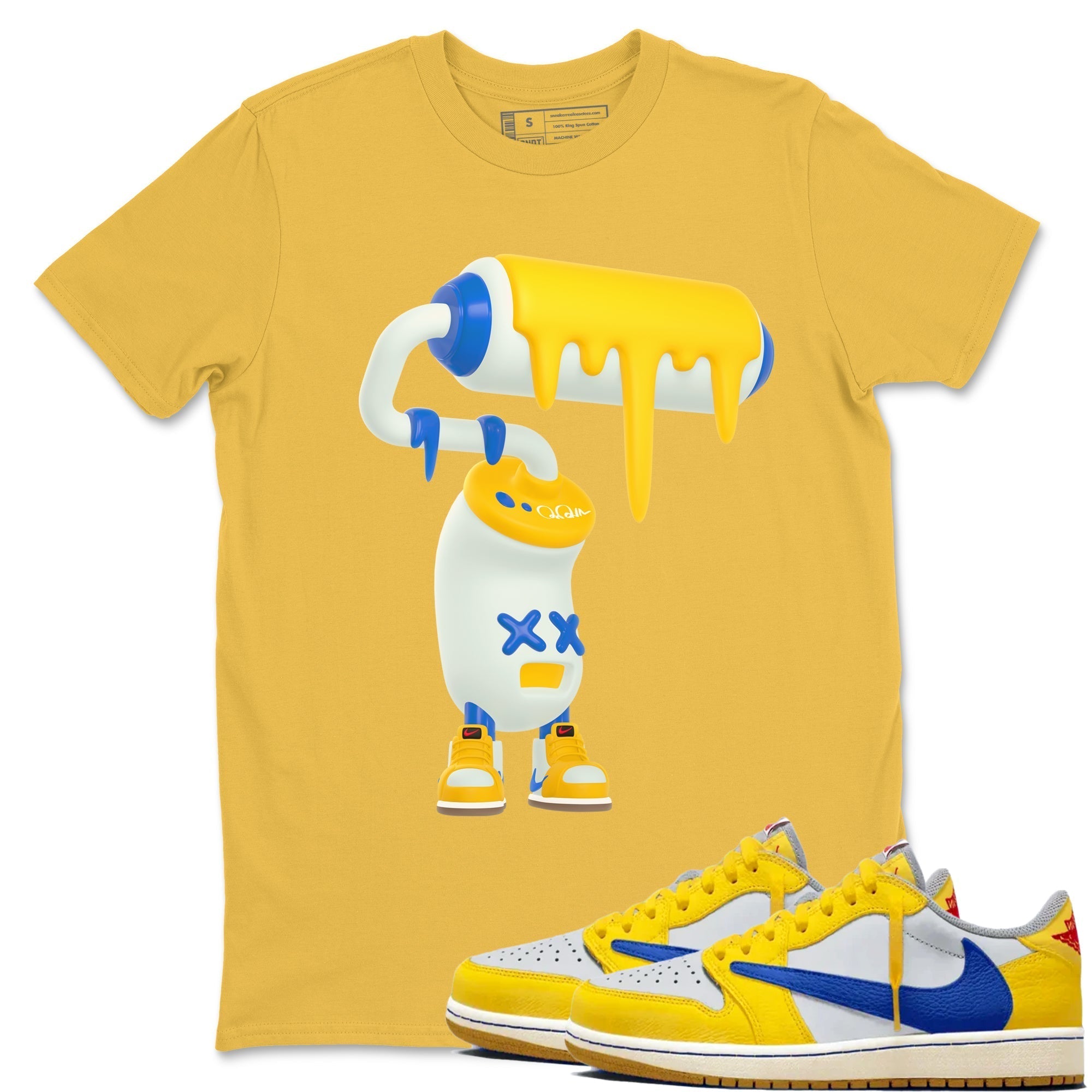 3D Paint Roller snkmatch Tees - Air Jordan 1 Travis Scott Canary