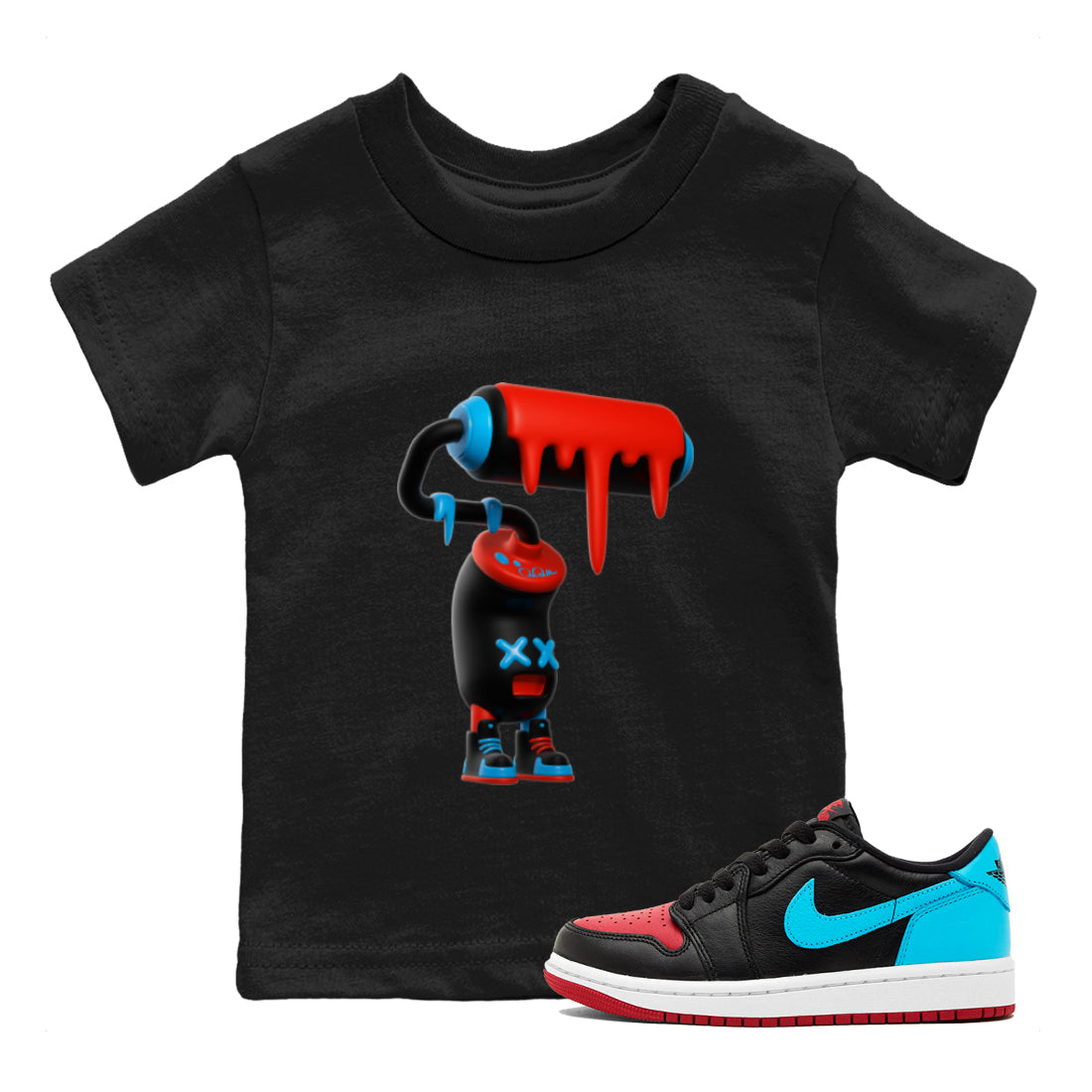 3D Paint Roller Kids Tops - Air Jordan 1 UNC to Chicago