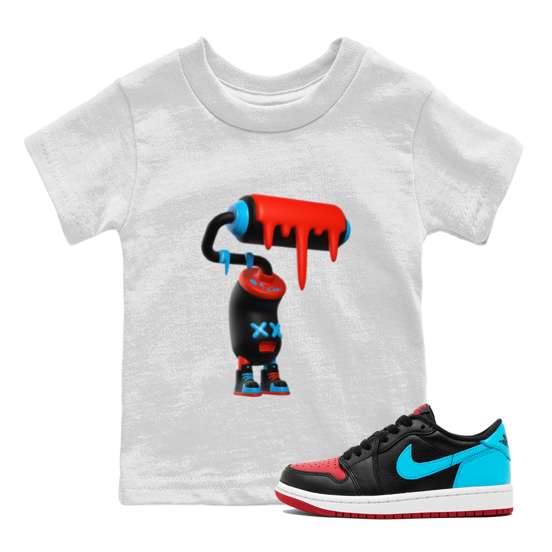 3D Paint Roller Kids Tops - Air Jordan 1 UNC to Chicago