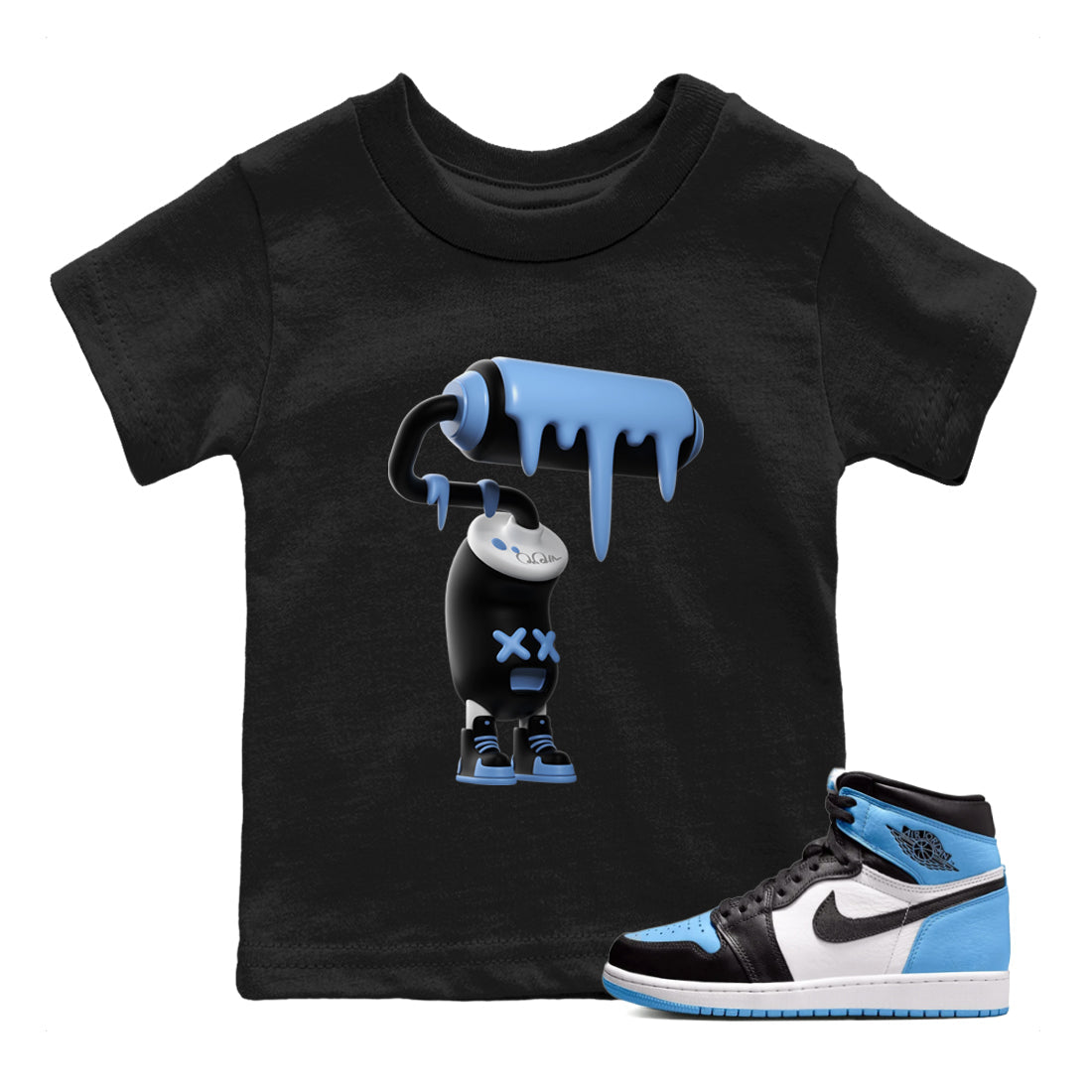 3D Paint Roller Kids Tops - Air Jordan 1 UNC Toe