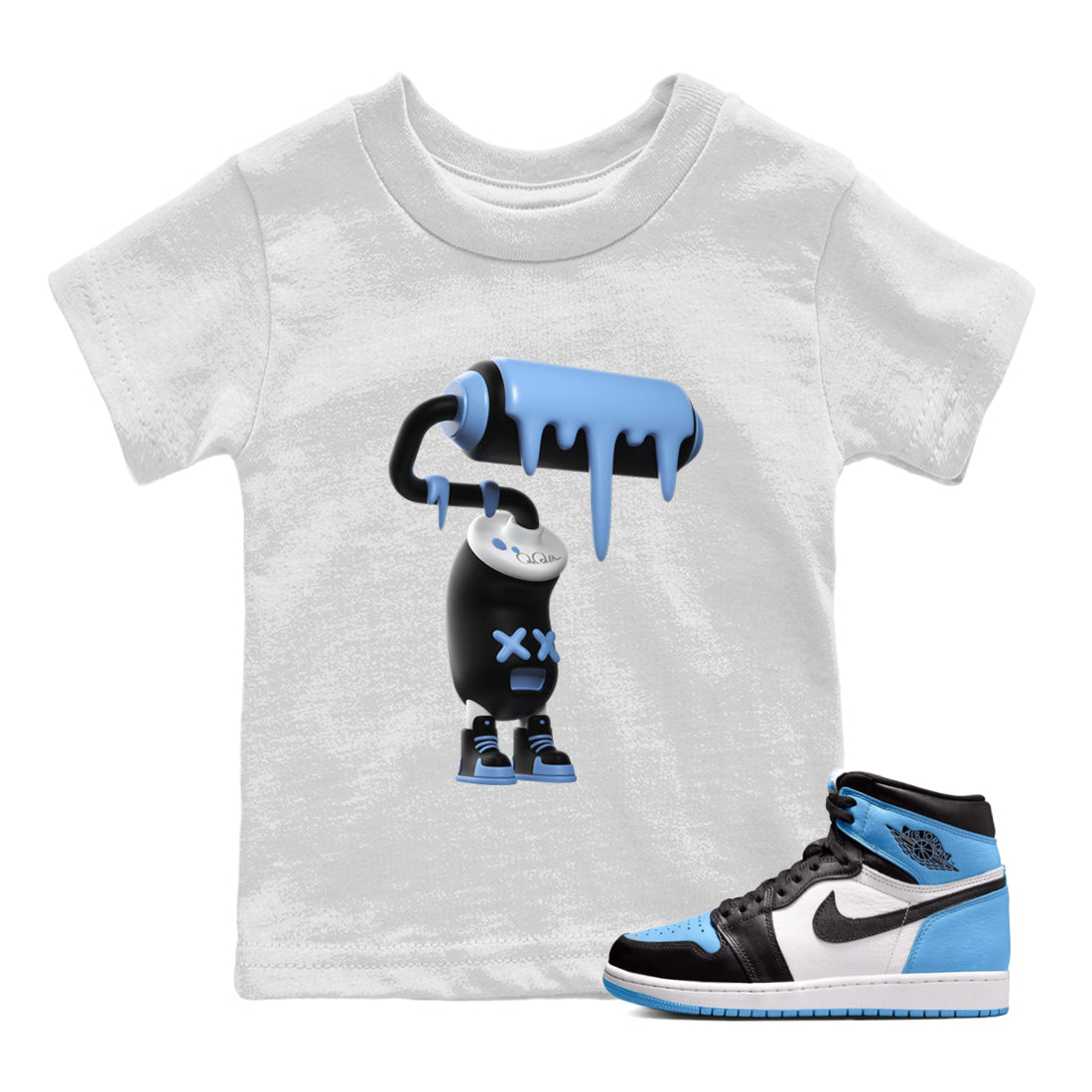 3D Paint Roller Kids Tops - Air Jordan 1 UNC Toe
