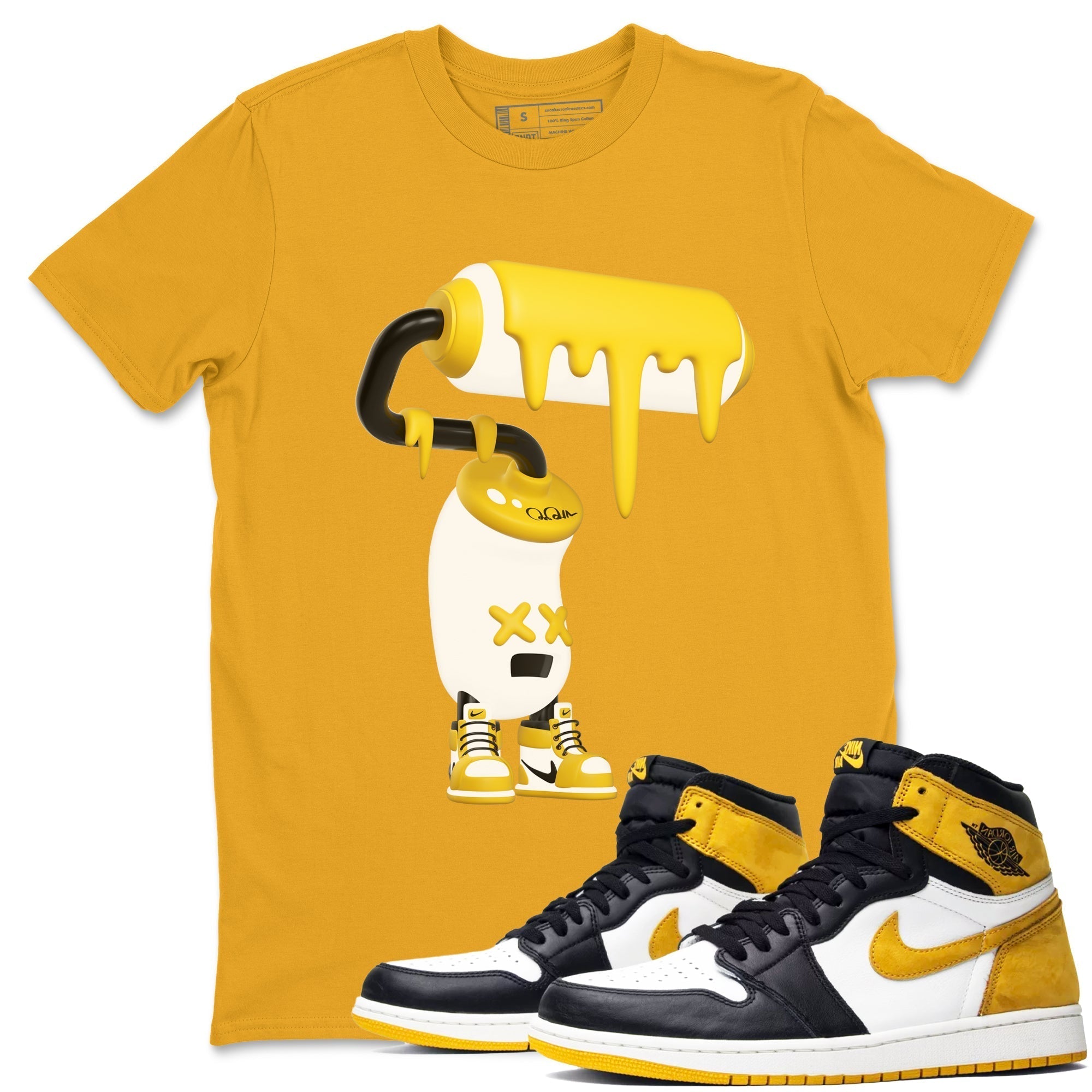 3D Paint Roller snkmatch Tees - Air Jordan 1 Yellow Ochre