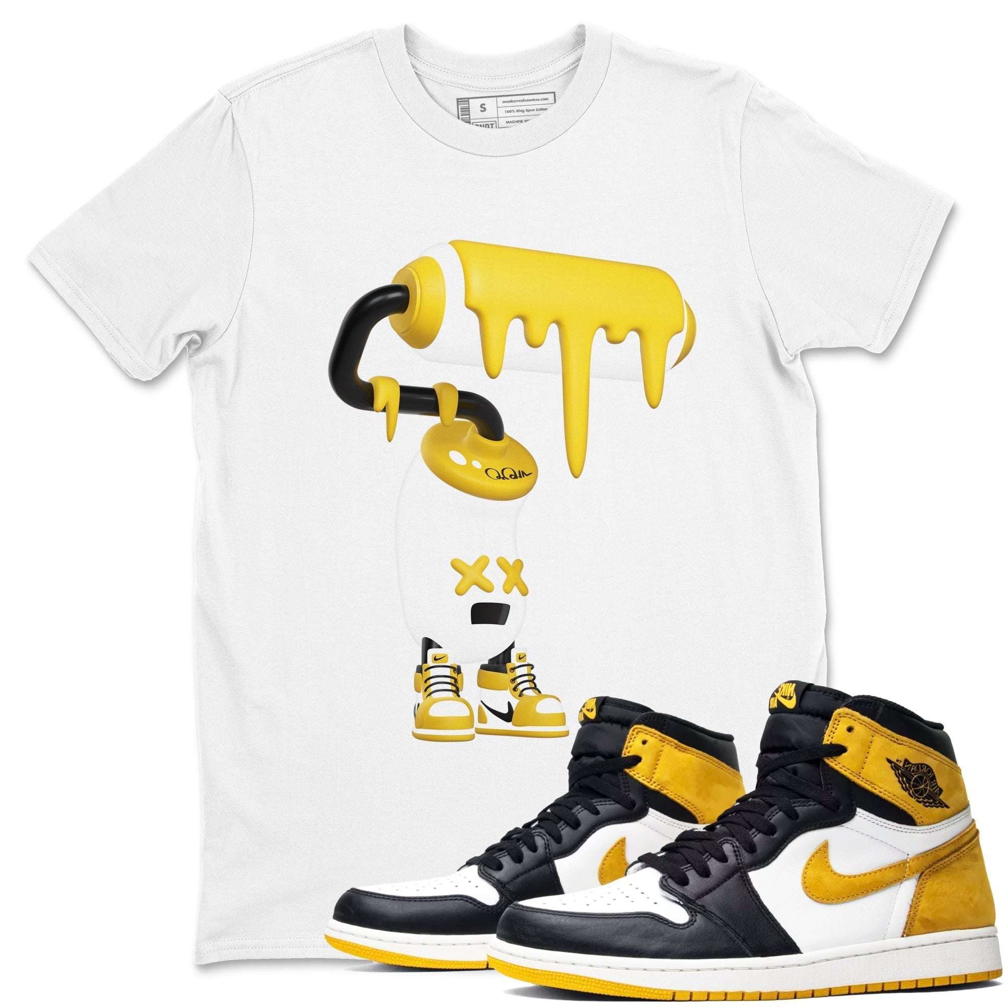 3D Paint Roller snkmatch Tees - Air Jordan 1 Yellow Ochre
