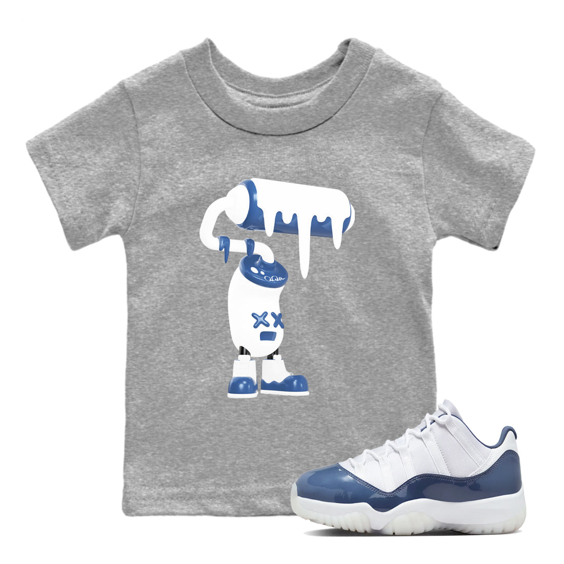 3D Paint Roller snkmatch Tees Kids - Air Jordan 11 Diffused Blue