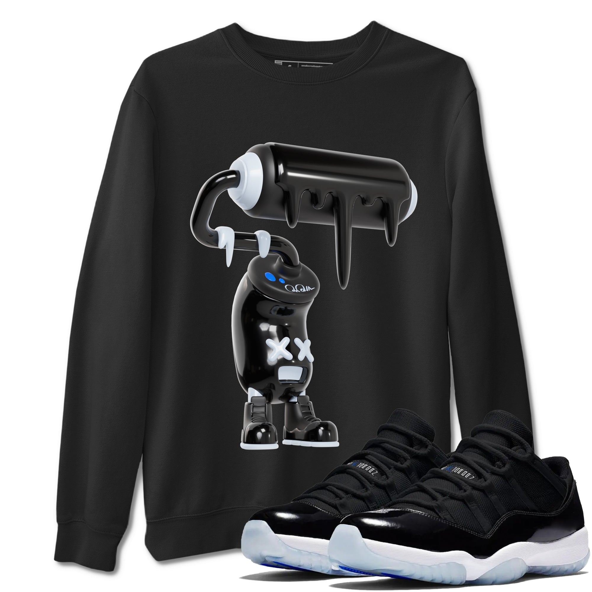3D Paint Roller snkmatch Tees - Air Jordan 11 Black and Varsity Royal