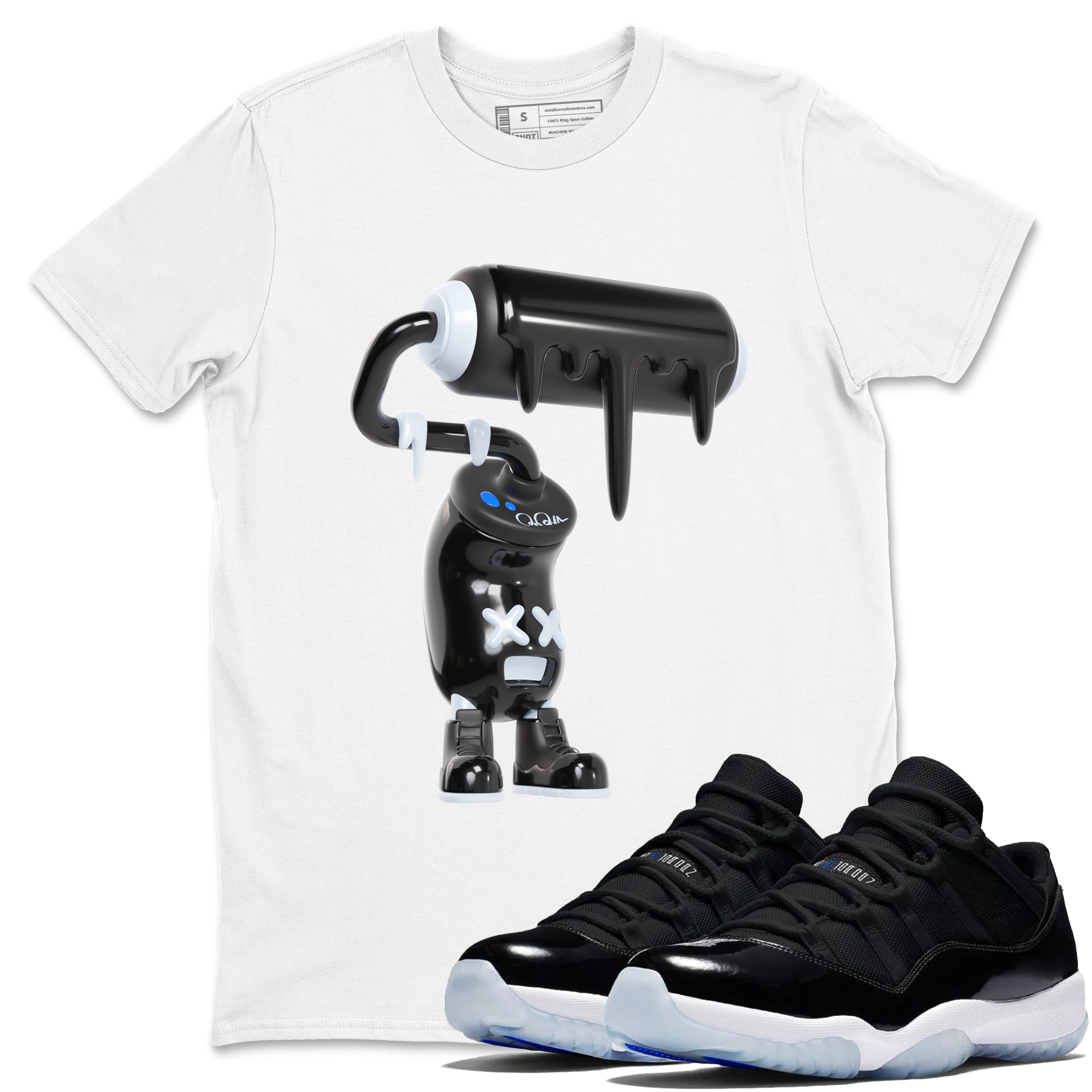 3D Paint Roller snkmatch Tees - Air Jordan 11 Black and Varsity Royal
