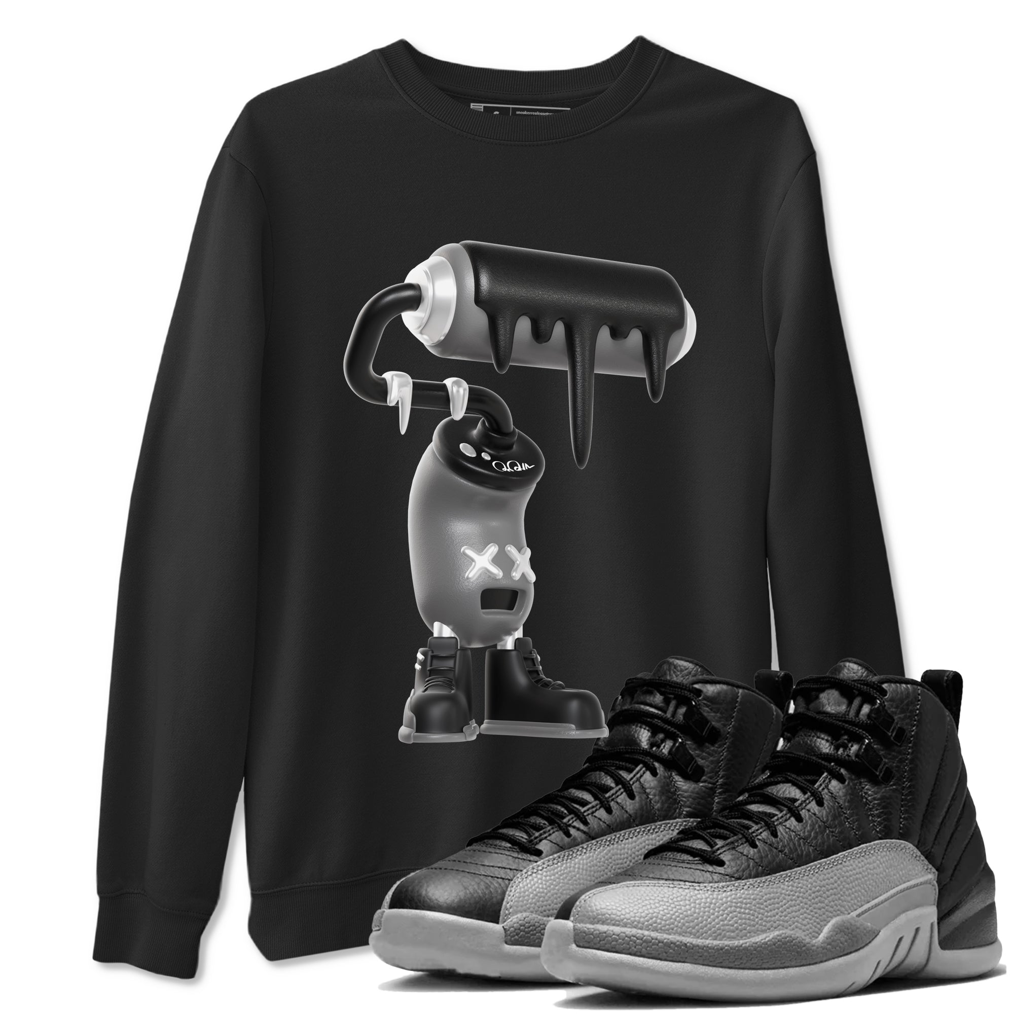 3D Paint Roller snkmatch Tees - Air Jordan 12 Black Wolf Grey