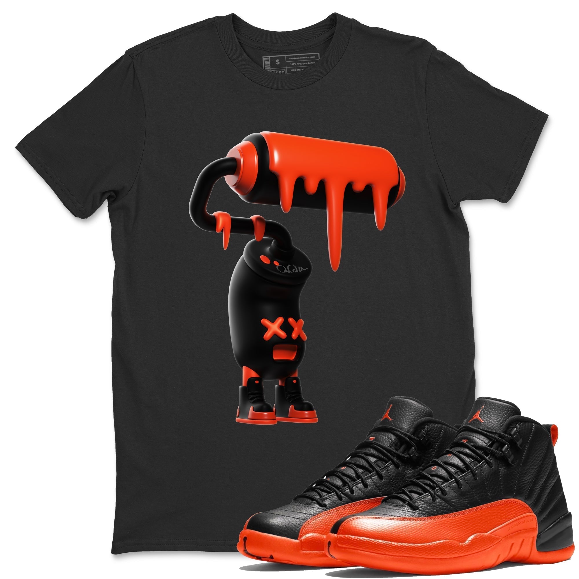 3D Paint Roller Unisex Tops - Air Jordan 12 Brilliant Orange