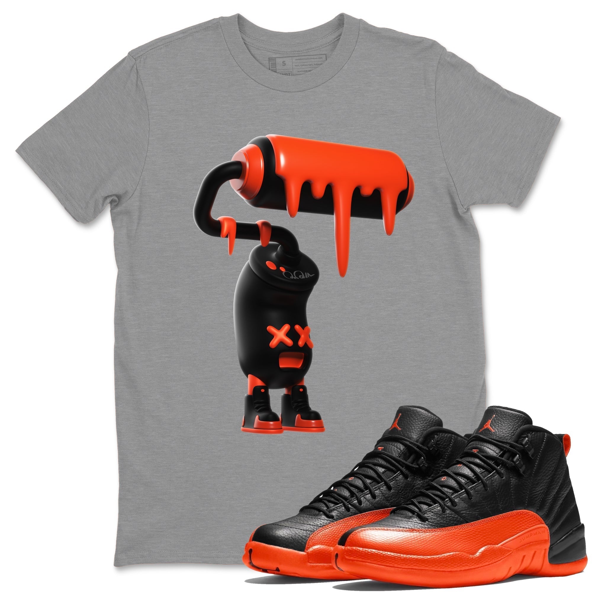 3D Paint Roller Unisex Tops - Air Jordan 12 Brilliant Orange