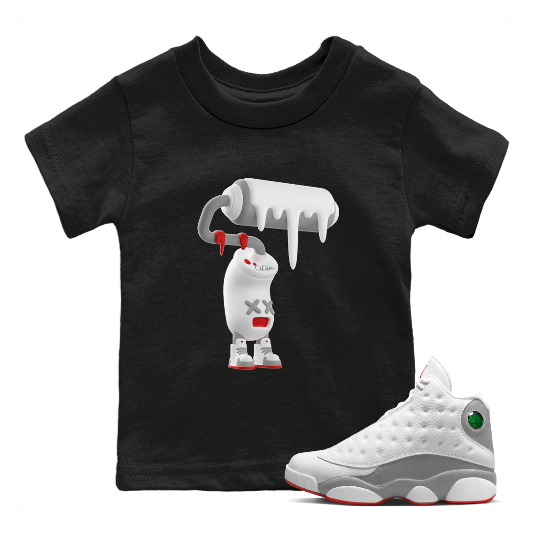 3D Paint Roller Kids Tops - Air Jordan 13 Wolf Grey