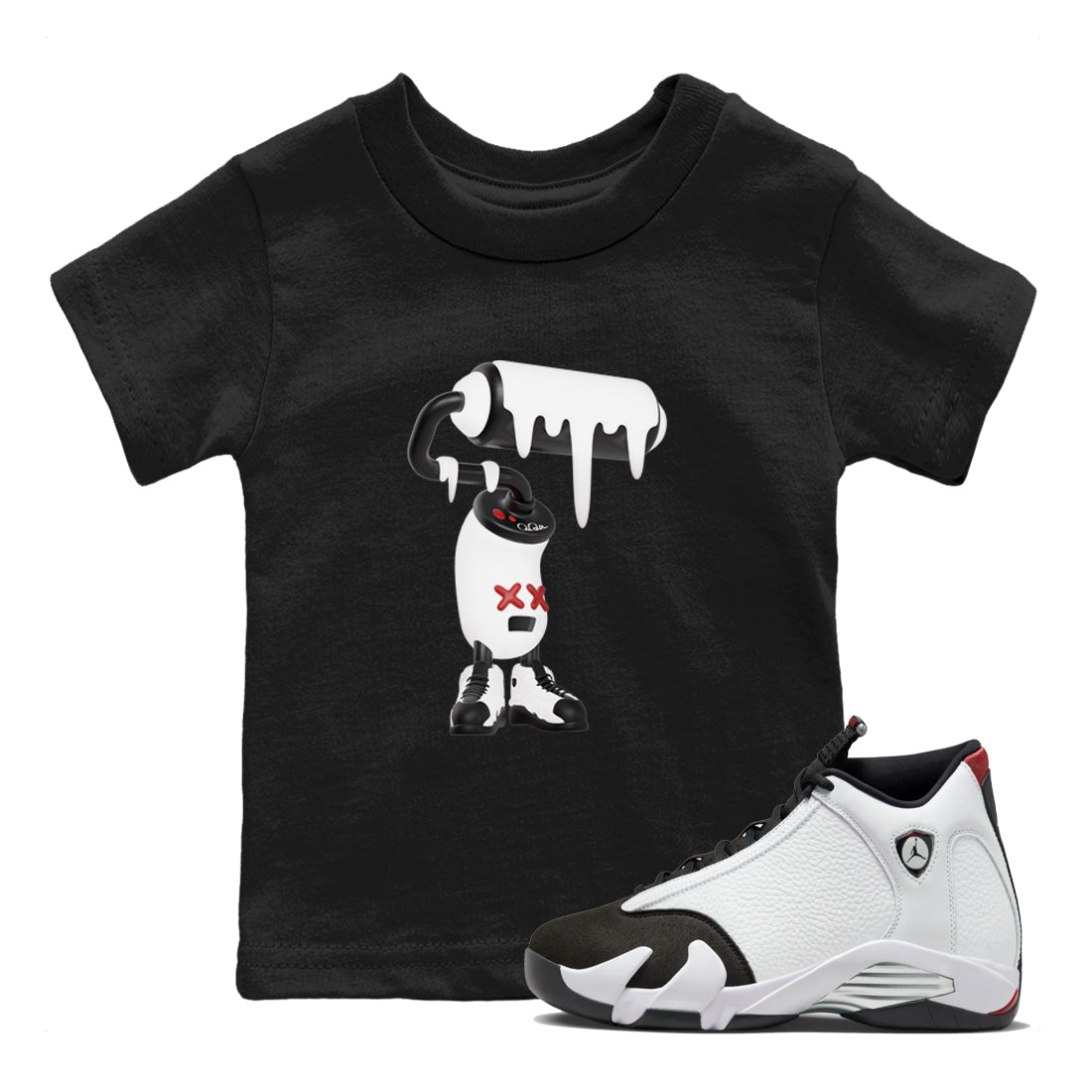 3D Paint Roller snkmatch Tees Kids - Air Jordan 14 Black Toe
