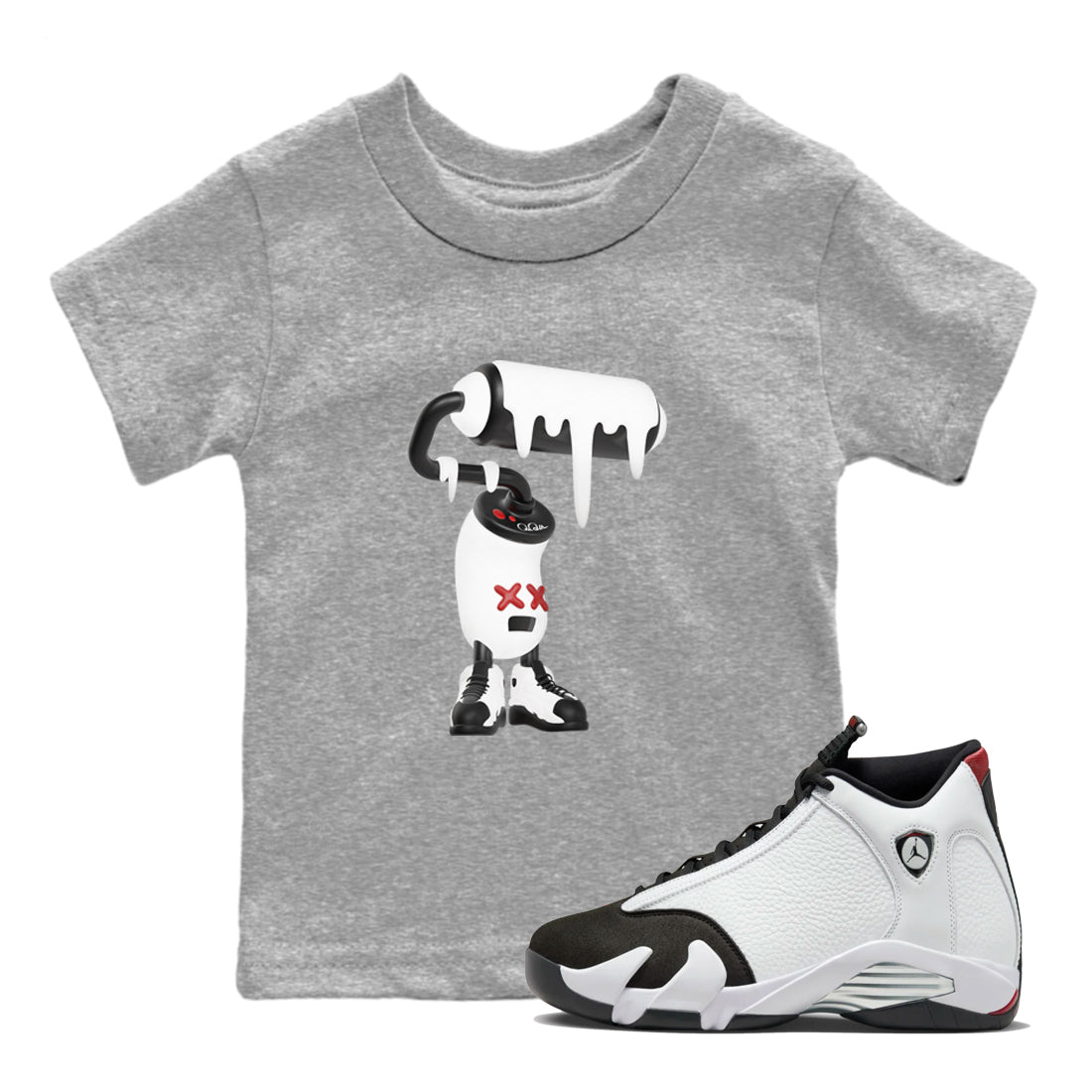 3D Paint Roller snkmatch Tees Kids - Air Jordan 14 Black Toe