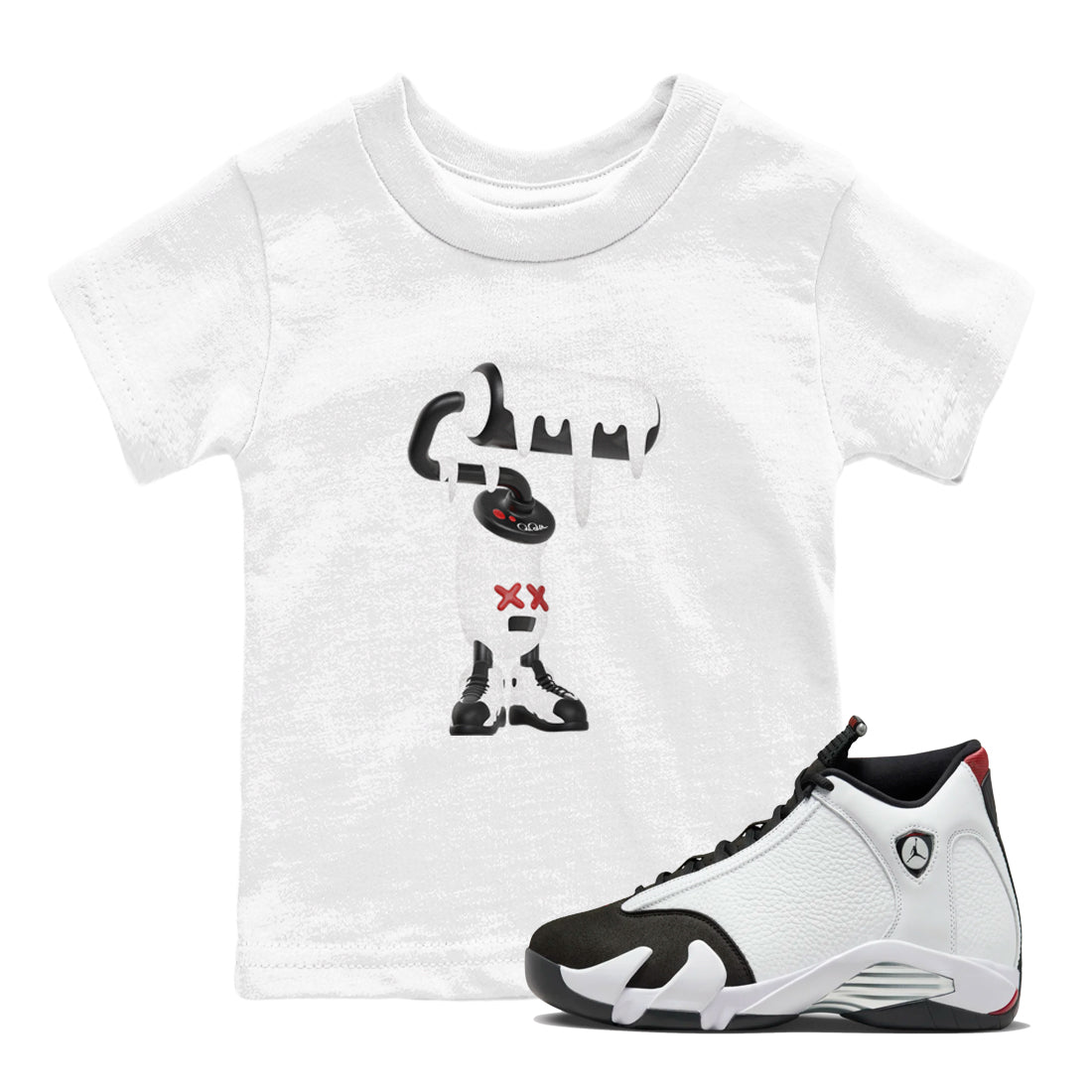 3D Paint Roller snkmatch Tees Kids - Air Jordan 14 Black Toe