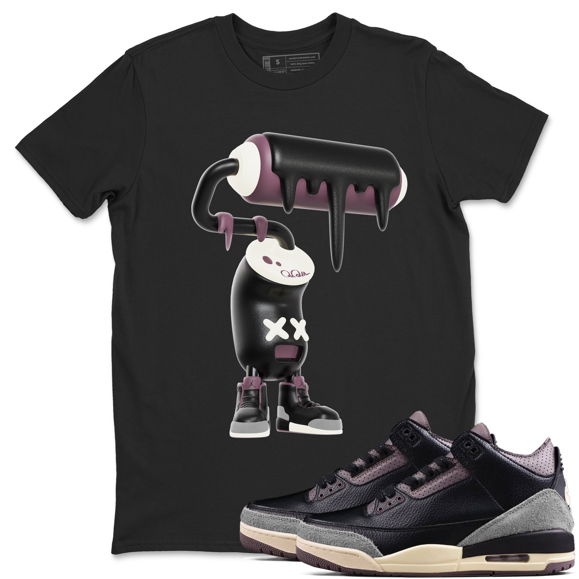 3D Paint Roller snkmatch Tees - Air Jordan 3 A Ma Maniere x Black