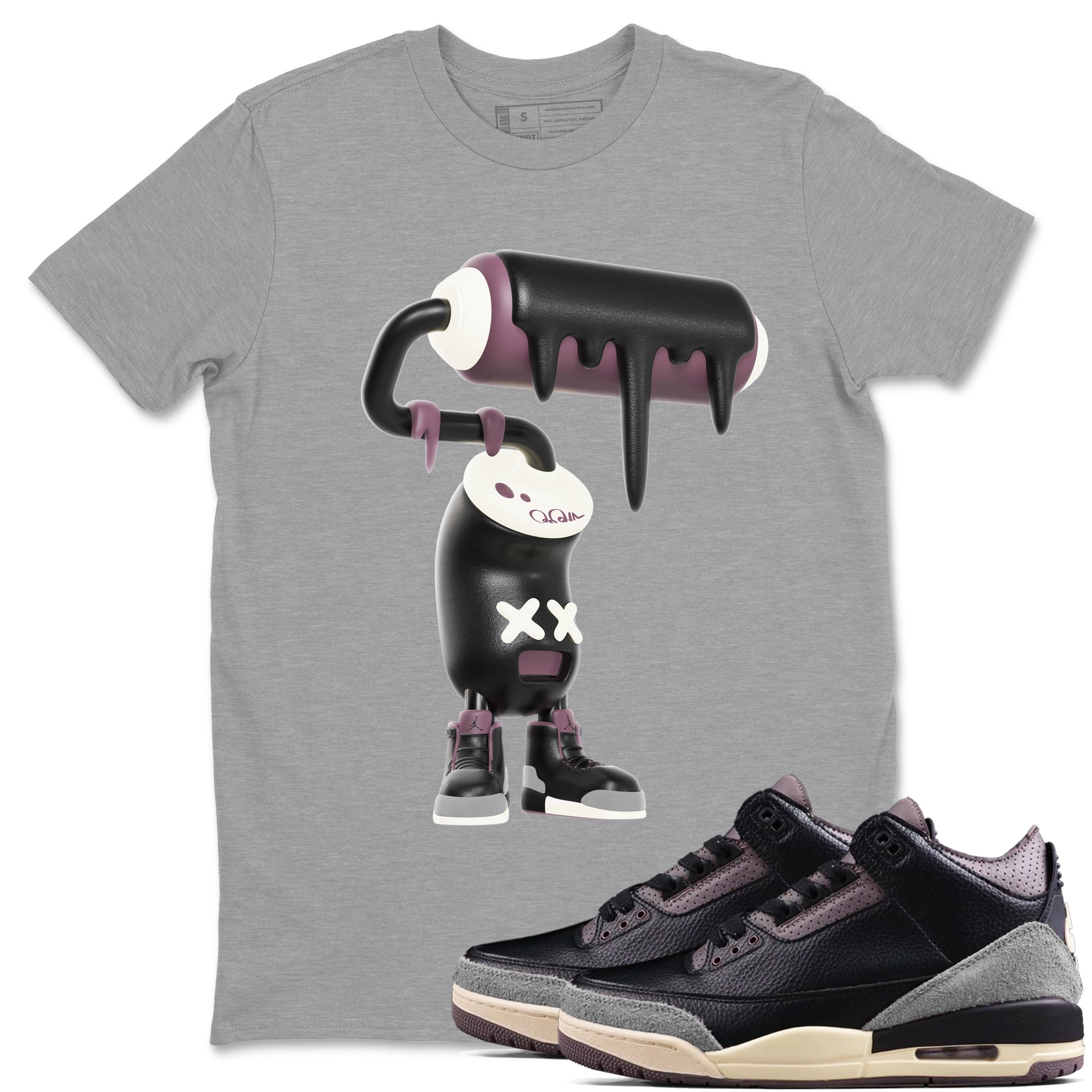3D Paint Roller snkmatch Tees - Air Jordan 3 A Ma Maniere x Black