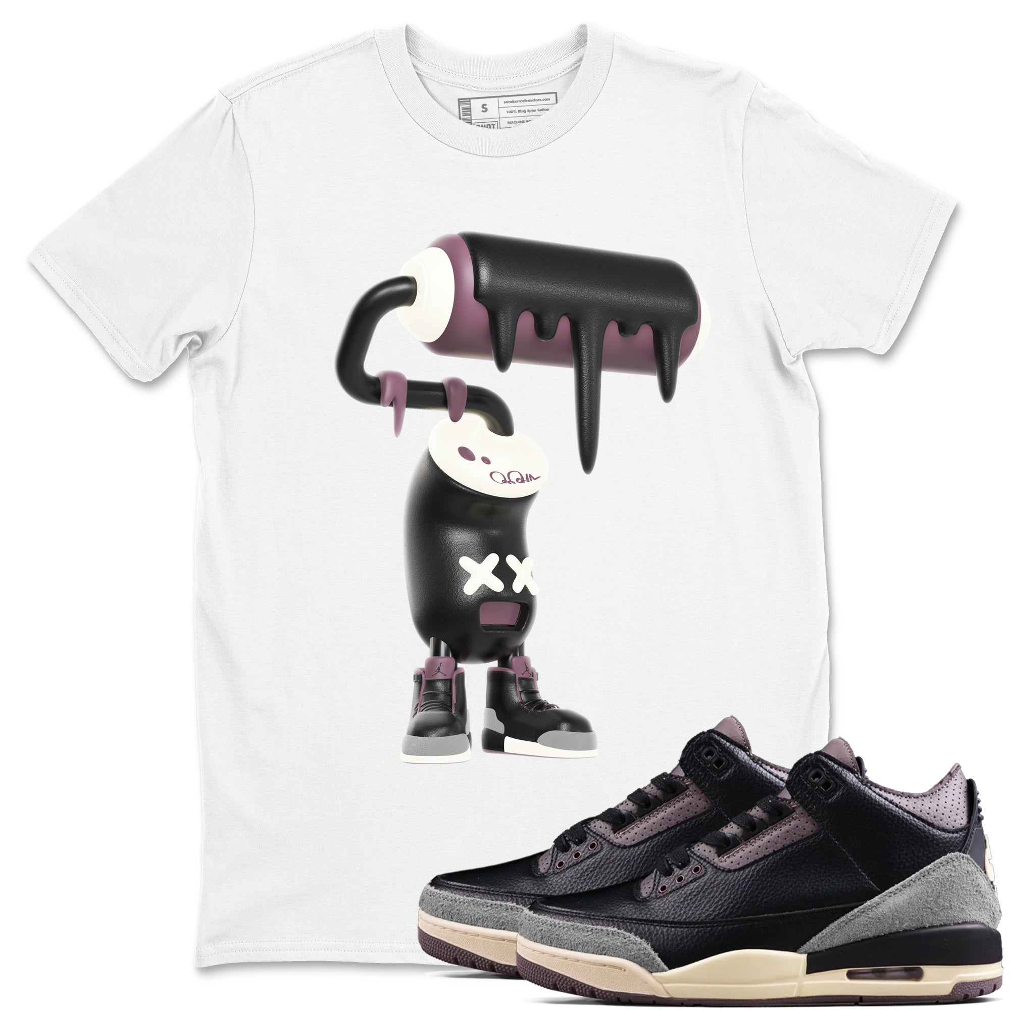 3D Paint Roller snkmatch Tees - Air Jordan 3 A Ma Maniere x Black
