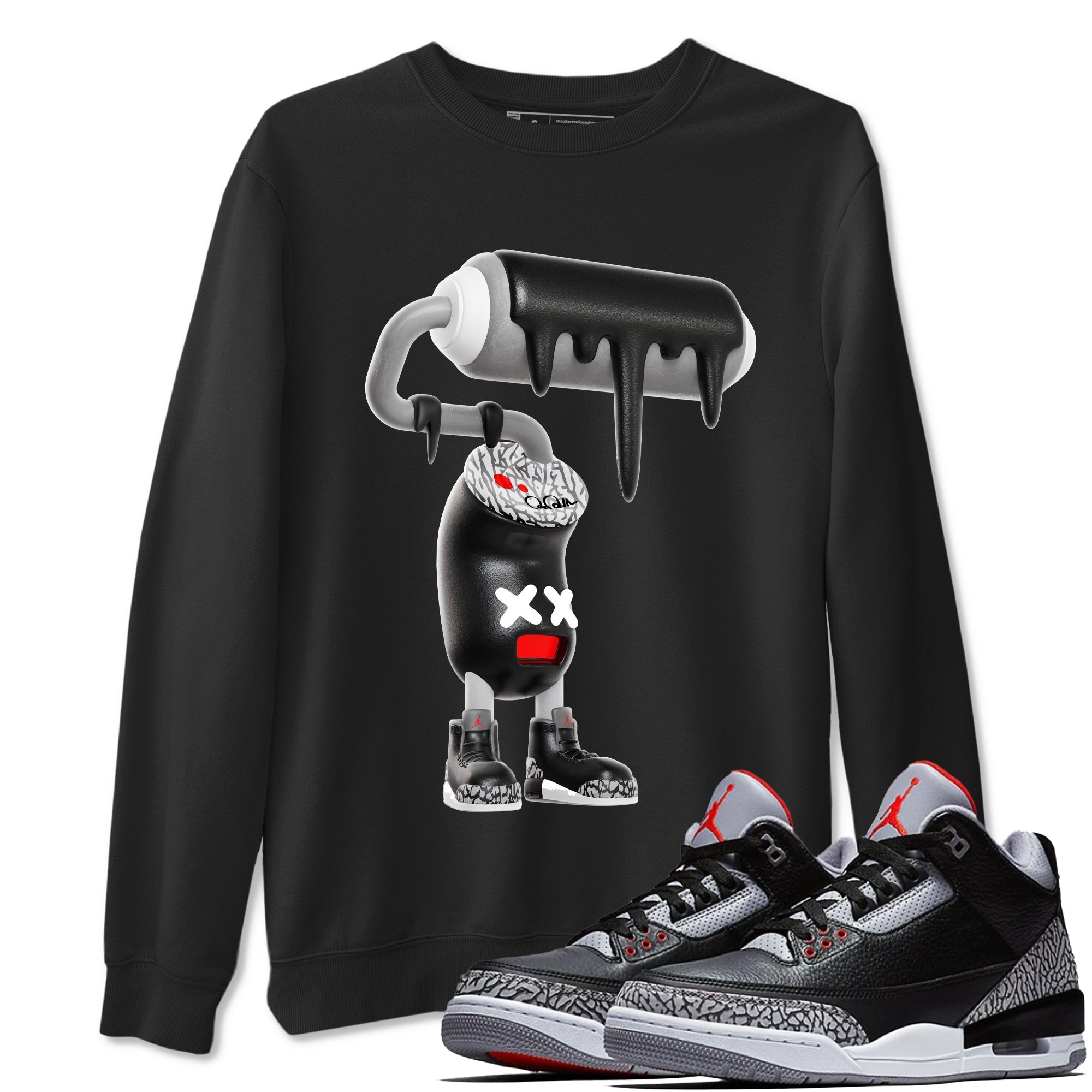 3D Paint Roller snkmatch Tees - Air Jordan 3 Black Cement
