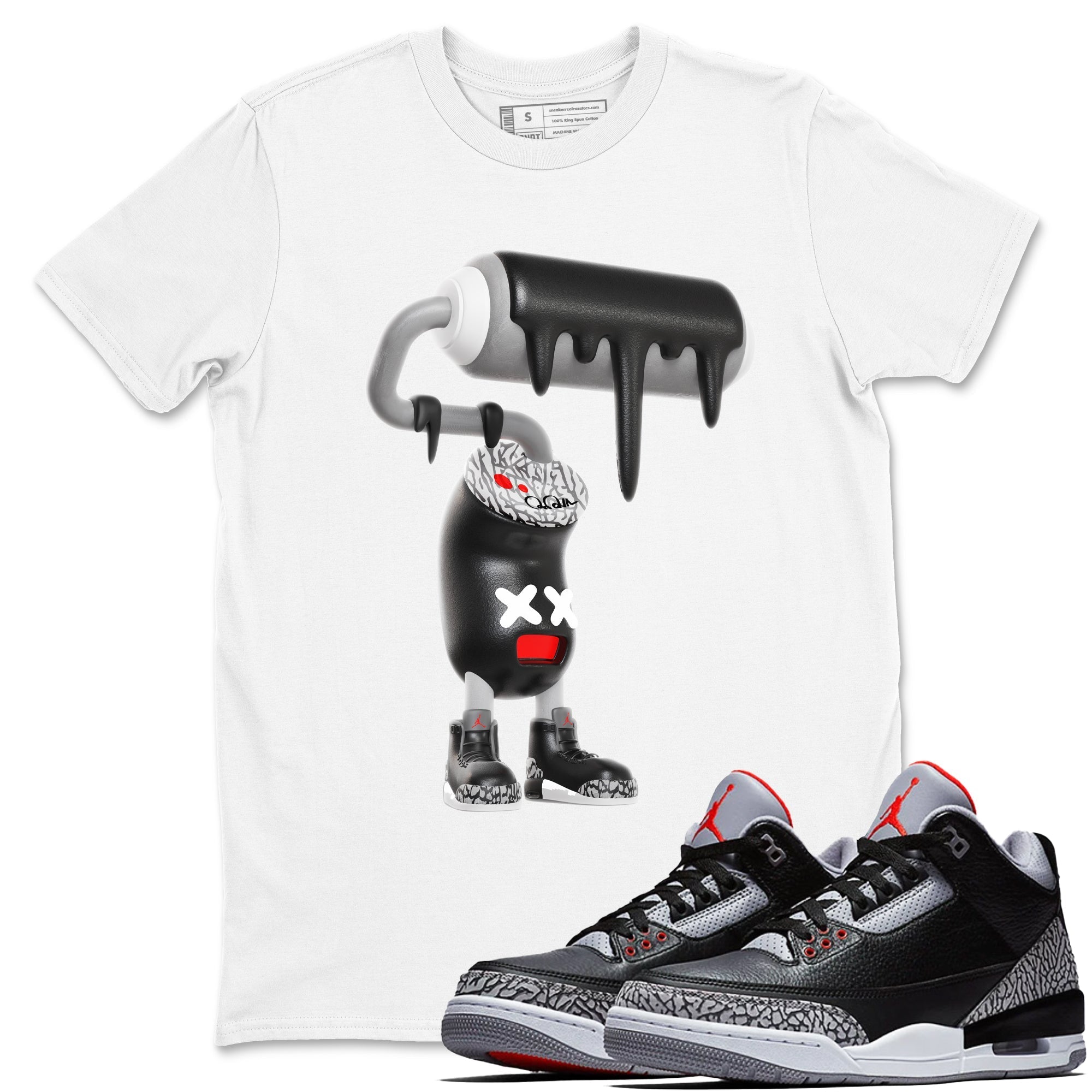 3D Paint Roller snkmatch Tees - Air Jordan 3 Black Cement