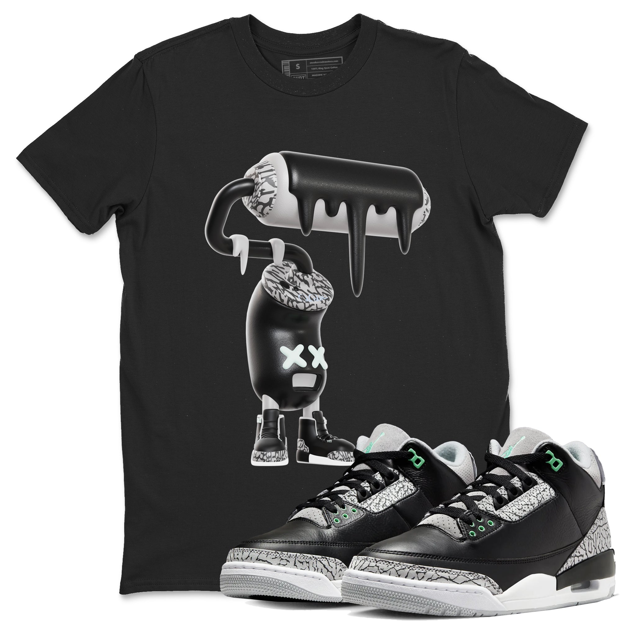 3D Paint Roller snkmatch Tees - Air Jordan 3 Green Glow