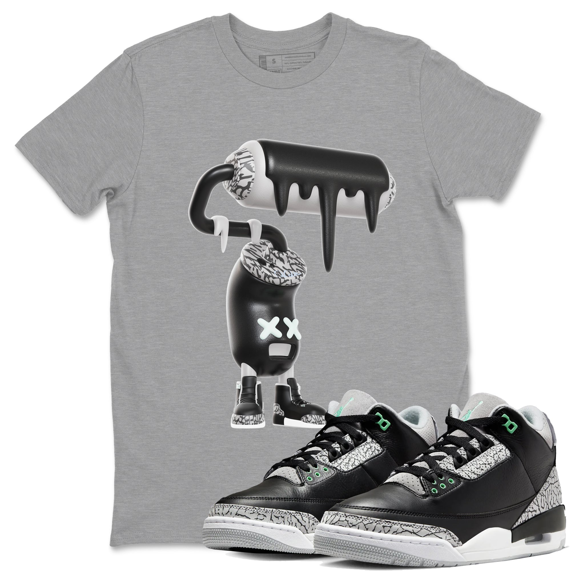 3D Paint Roller snkmatch Tees - Air Jordan 3 Green Glow