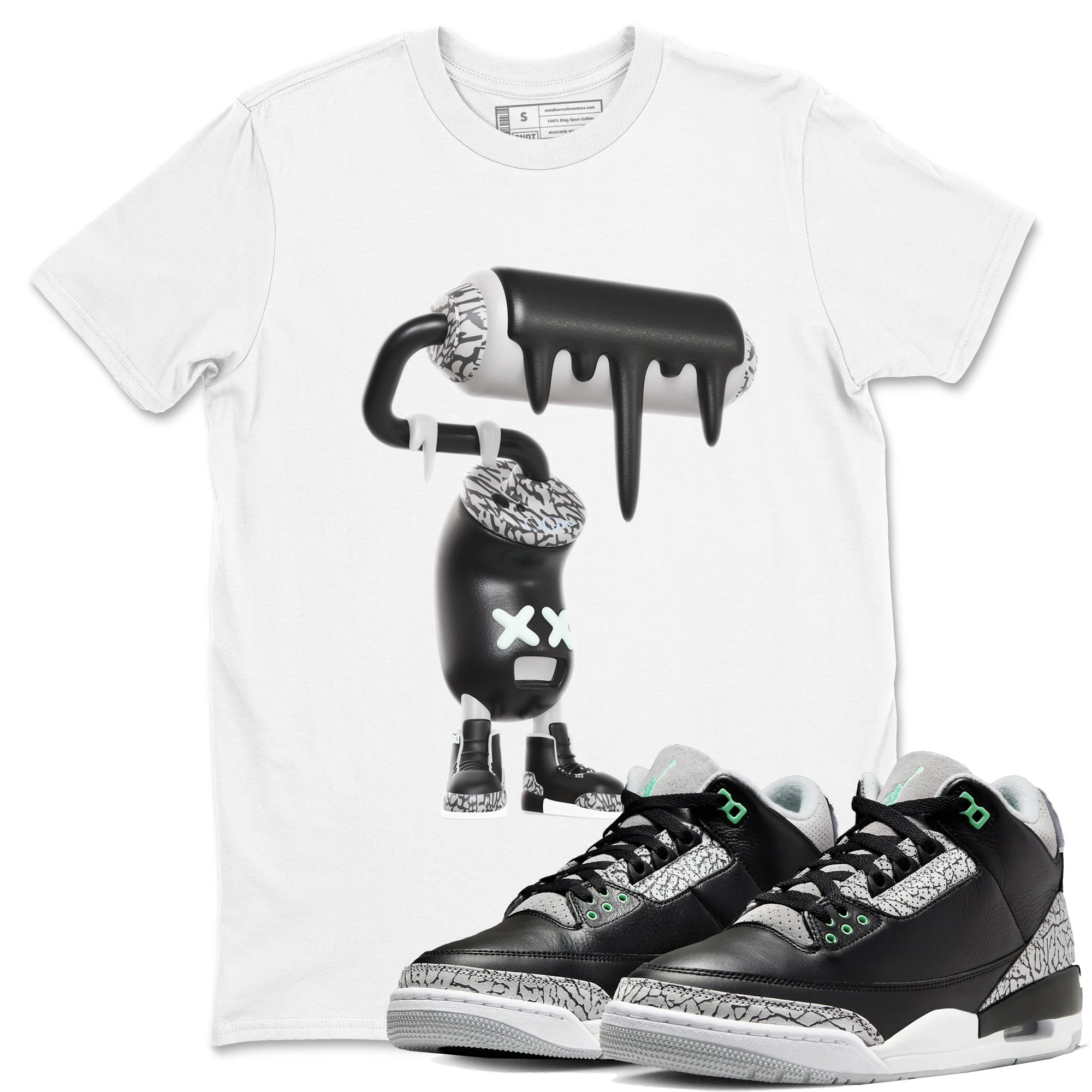 3D Paint Roller snkmatch Tees - Air Jordan 3 Green Glow