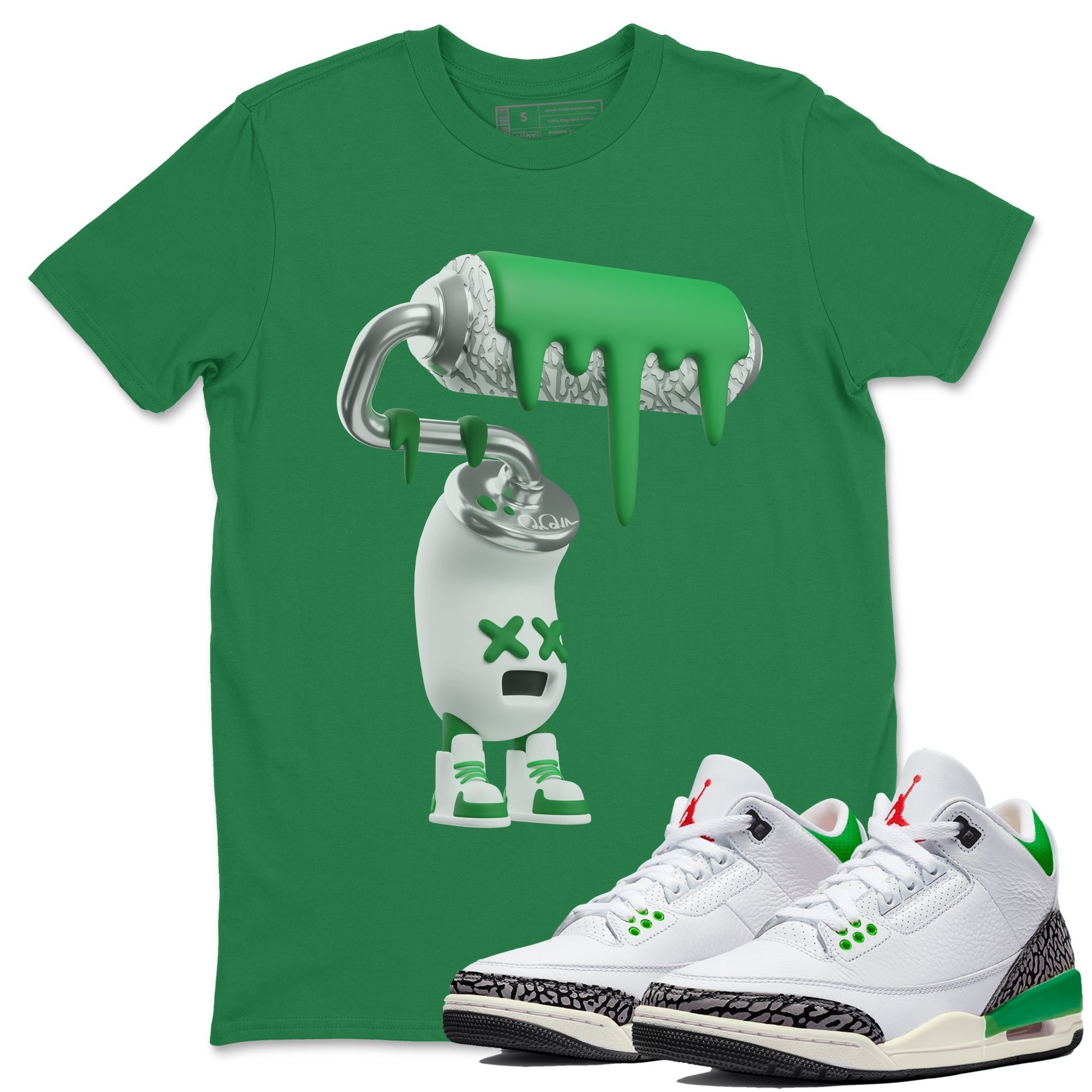 3D Paint Roller Unisex Tops - Air Jordan 3 Lucky Green