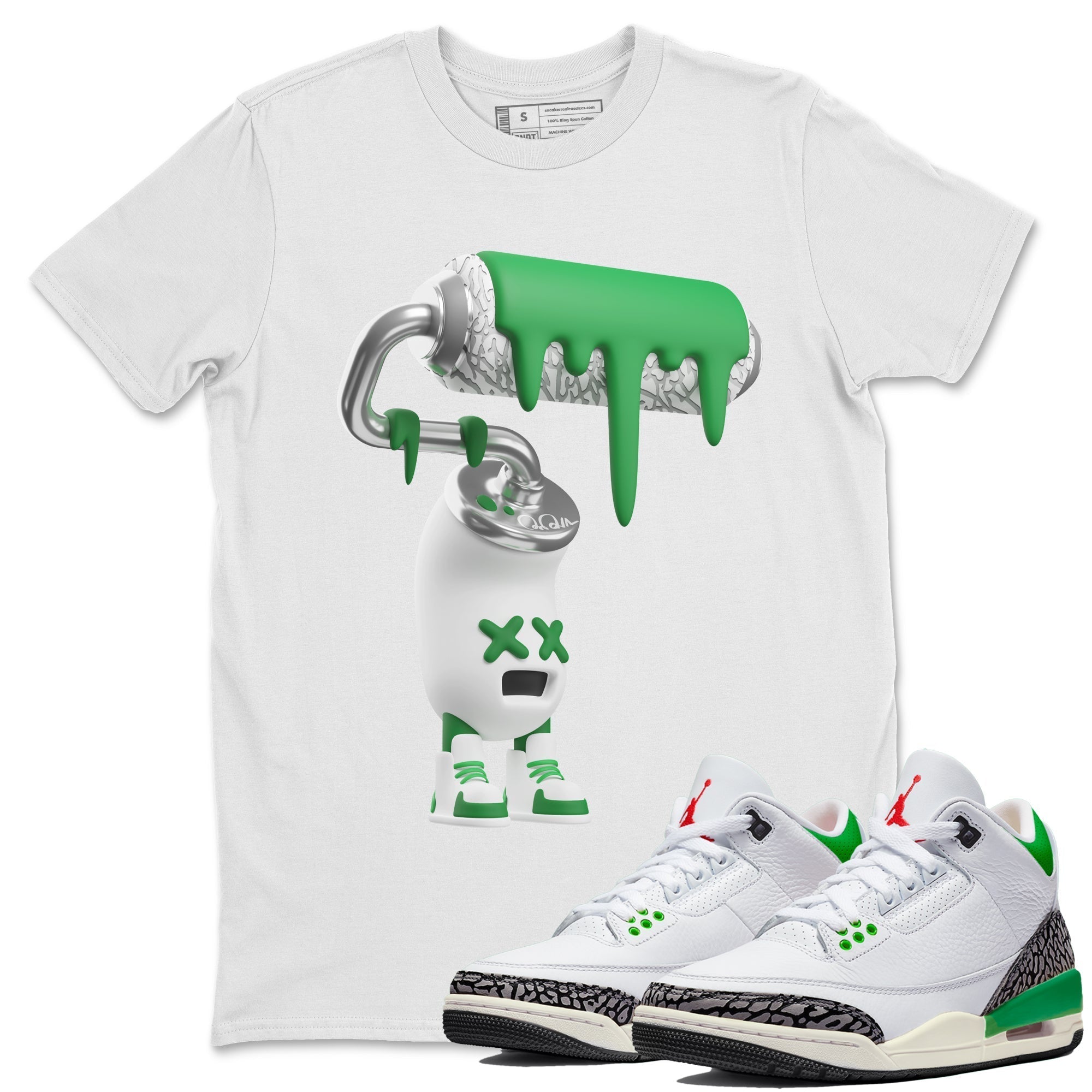 3D Paint Roller Unisex Tops - Air Jordan 3 Lucky Green