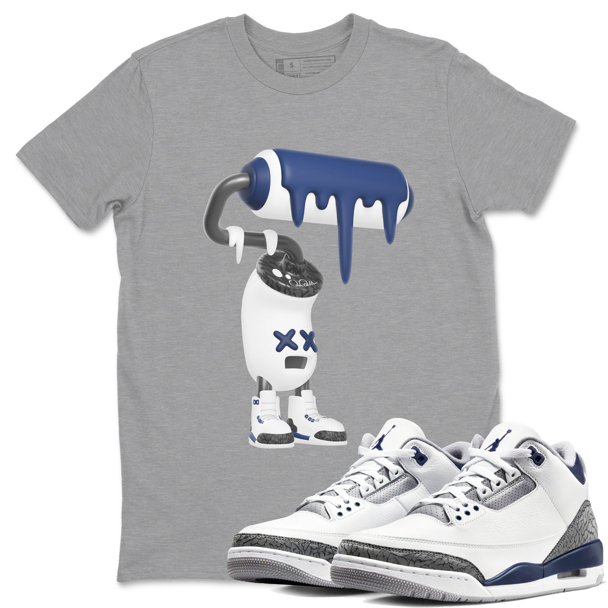 3D Paint Roller snkmatch Tees - Air Jordan 3 Midnight Navy 2023