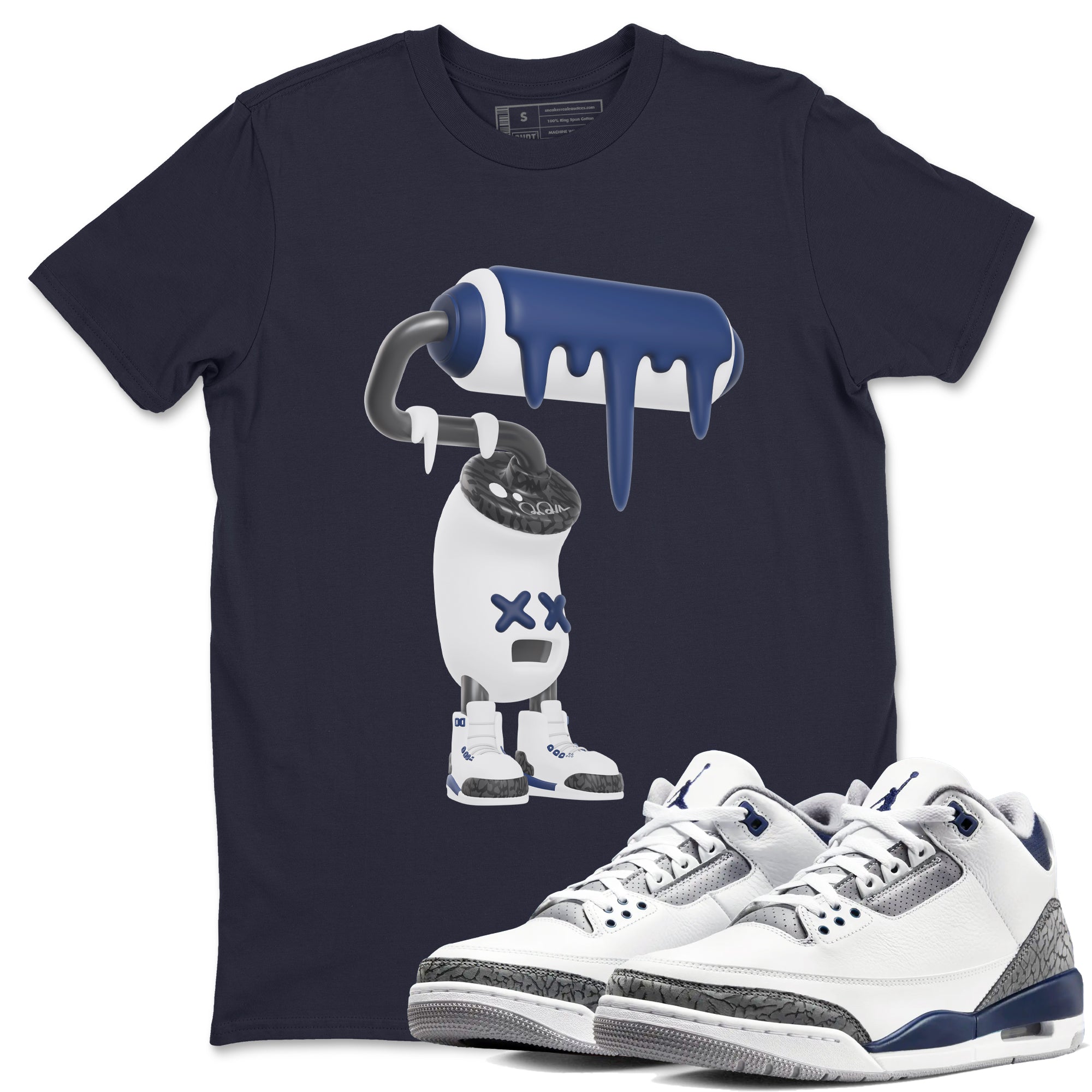 3D Paint Roller snkmatch Tees - Air Jordan 3 Midnight Navy 2023