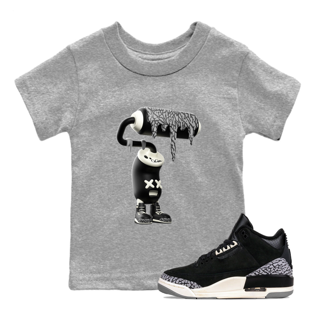 3D Paint Roller snkmatch Tee Kids - Air Jordan 3 Off Noir