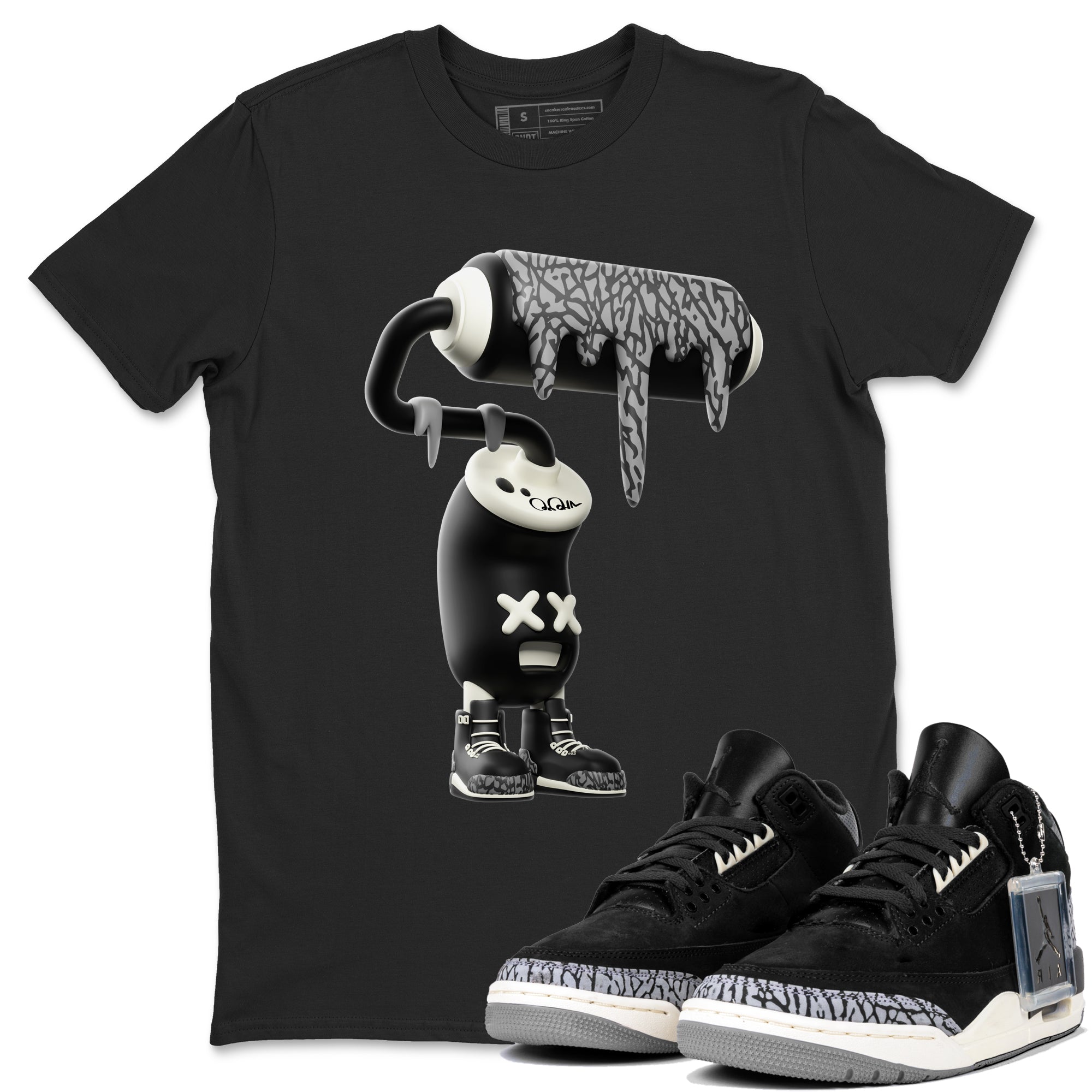3D Paint Roller snkmatch Tee - Air Jordan 3 Off Noir