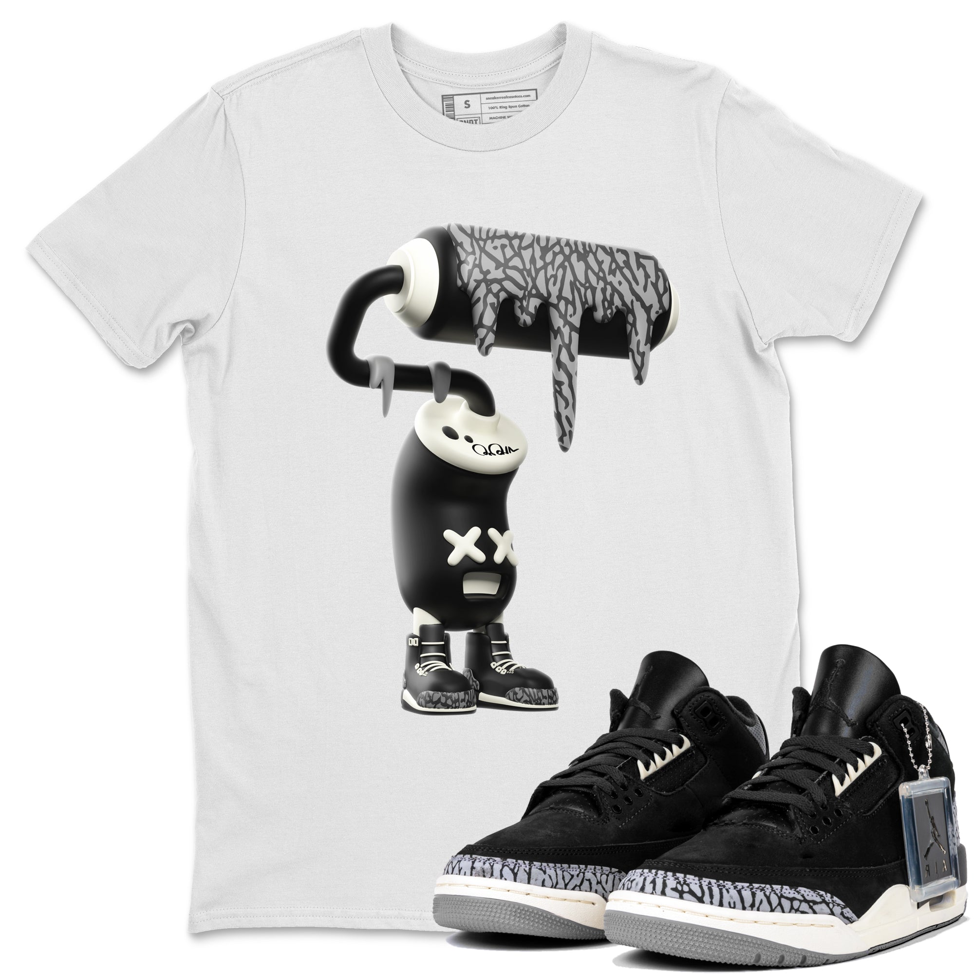 3D Paint Roller snkmatch Tee - Air Jordan 3 Off Noir