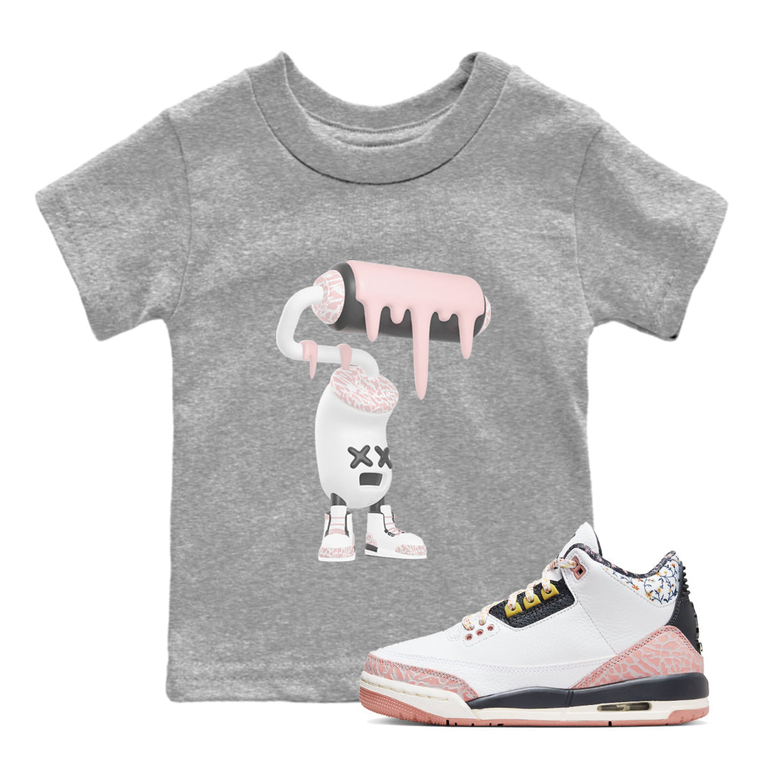 3D Paint Roller snkmatch Tees Kids - Air Jordan 3 Vintage Floral