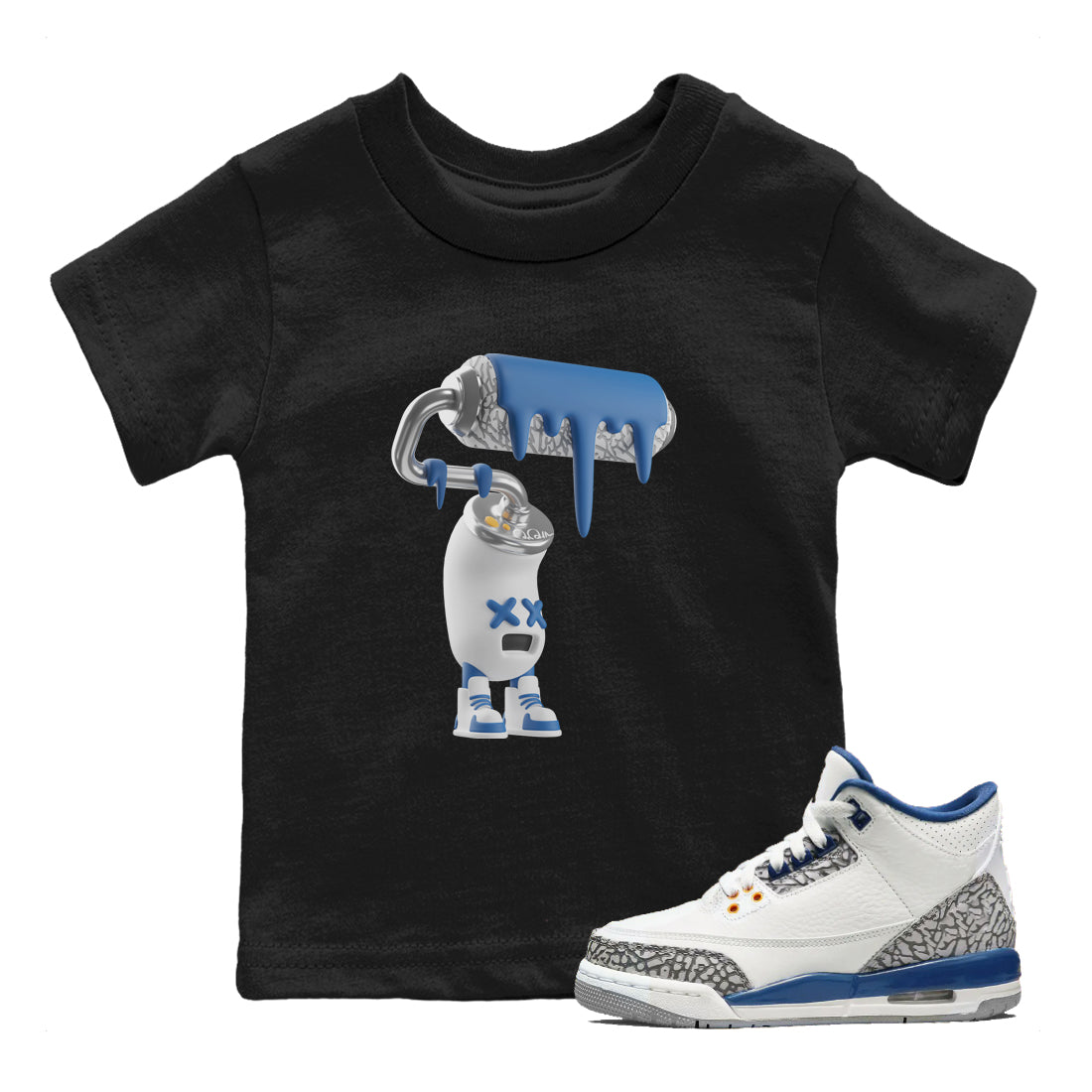 3D Paint Roller Kids Tops - Air Jordan 3 Wizards