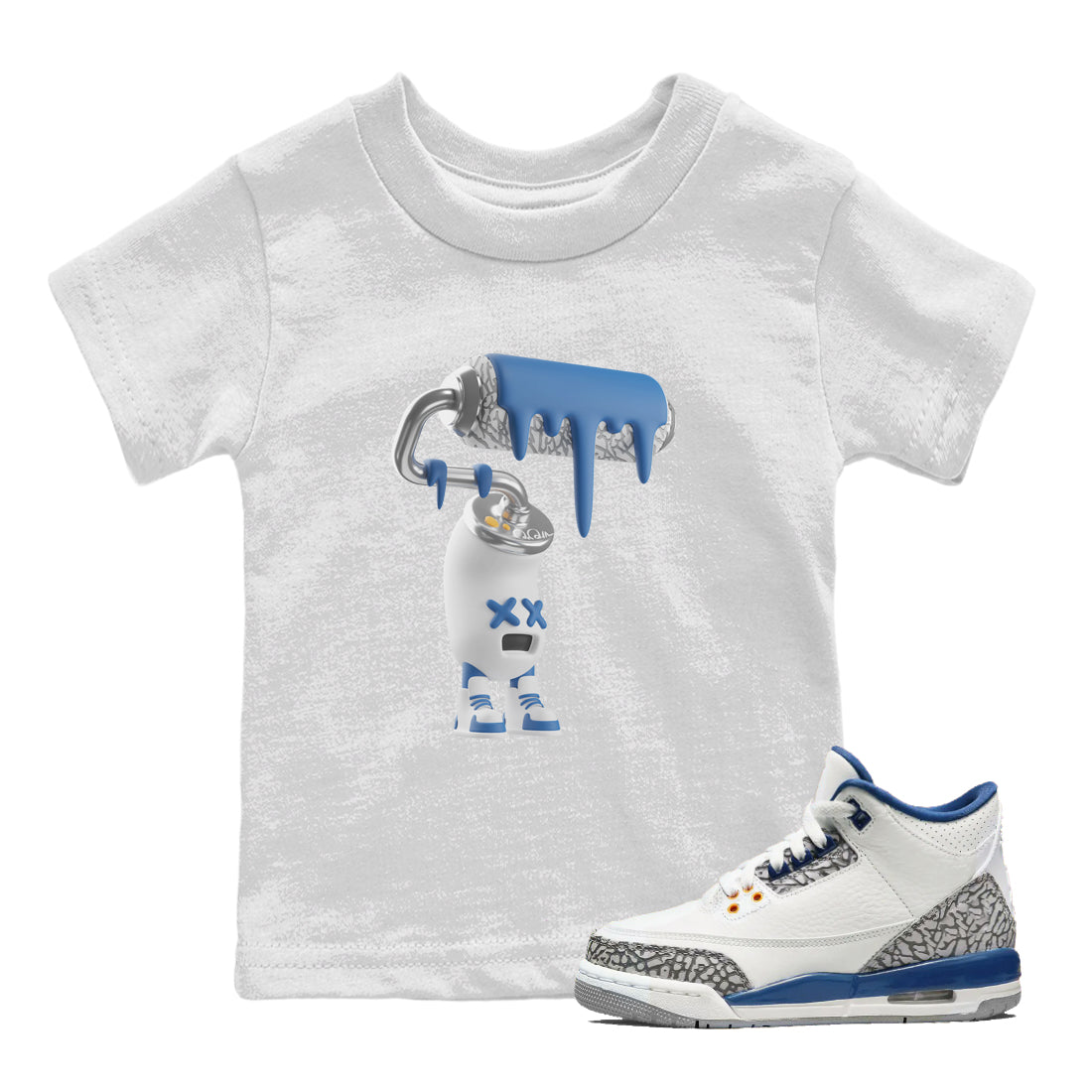3D Paint Roller Kids Tops - Air Jordan 3 Wizards