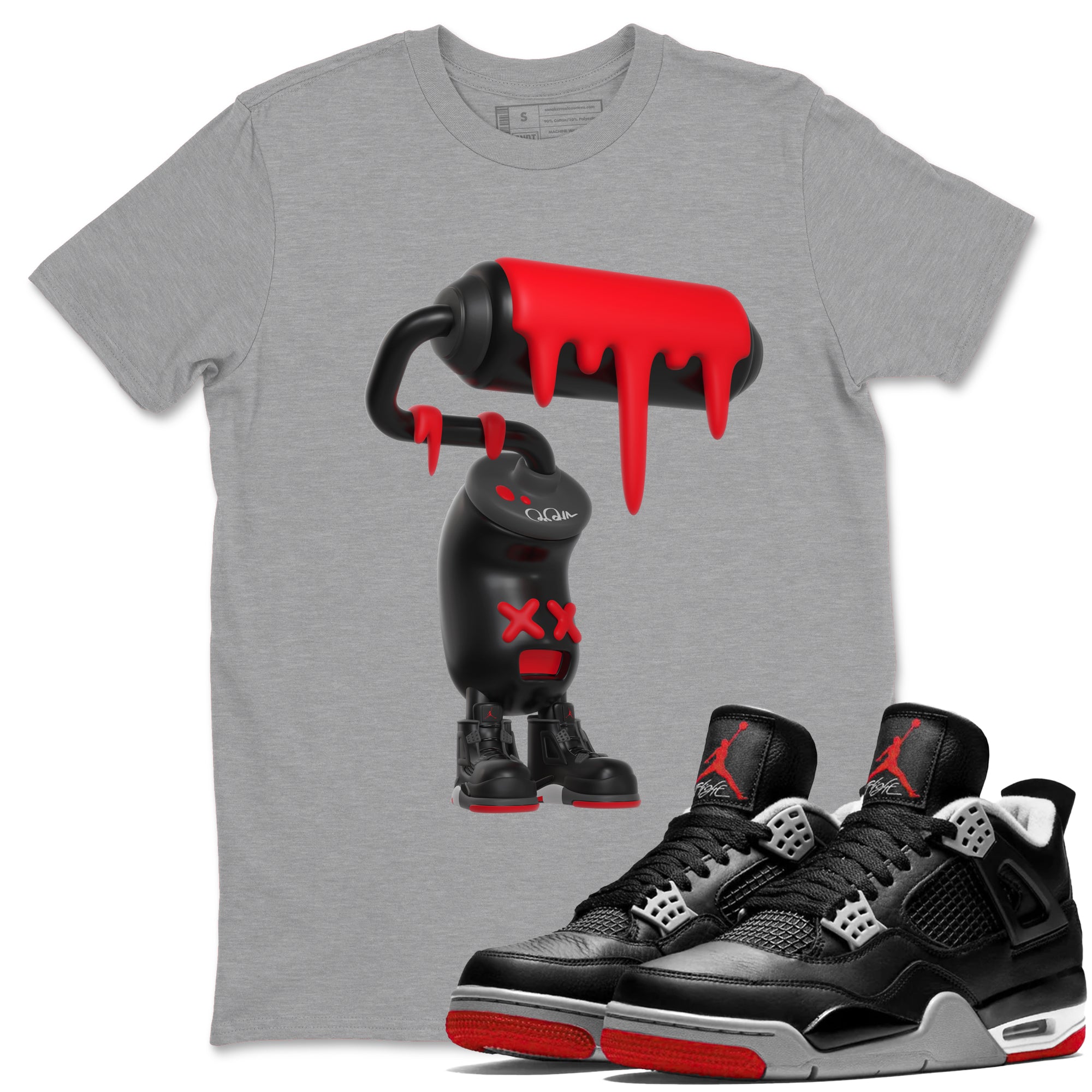 3D Paint Roller snkmatch Tee - Air Jordan 4 Bred Reimagined