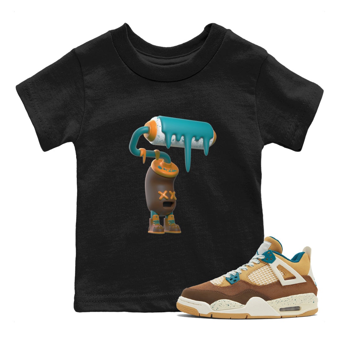 3D Paint Roller snkmatch Tee Kids - Air Jordan 4 Cacao Wow