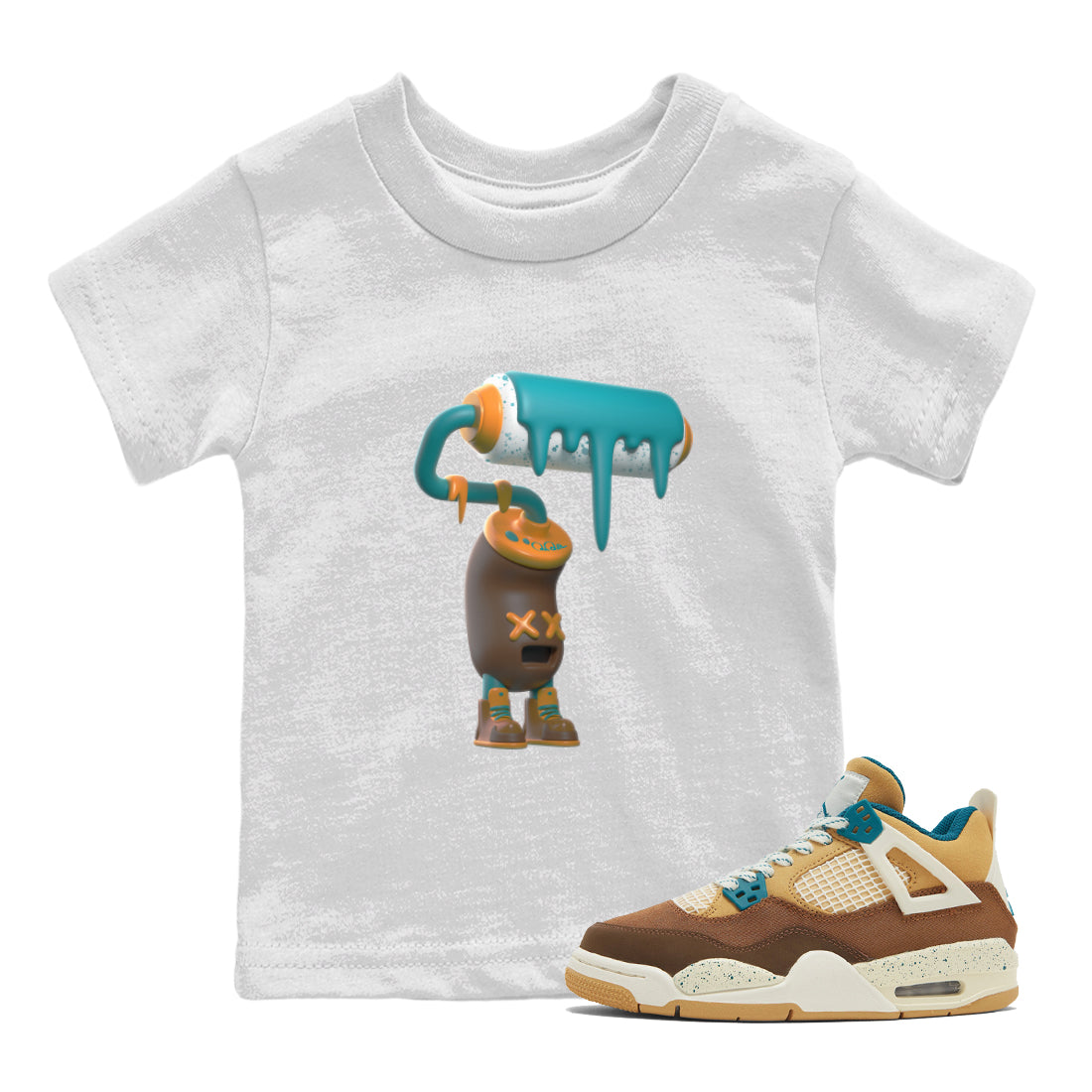 3D Paint Roller snkmatch Tee Kids - Air Jordan 4 Cacao Wow