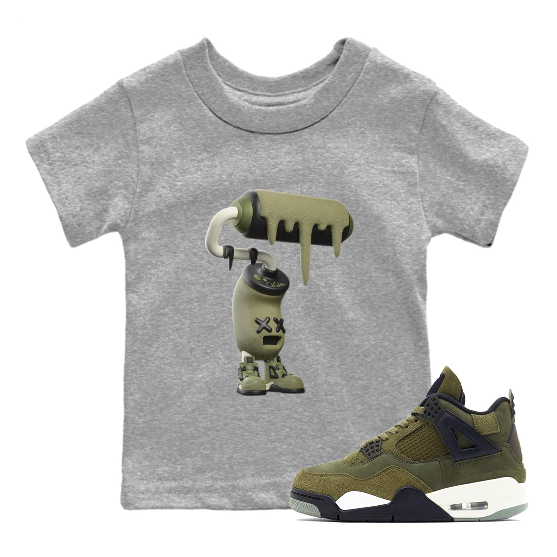 3D Paint Roller snkmatch Tee Kids - Air Jordan 4 Medium Olive