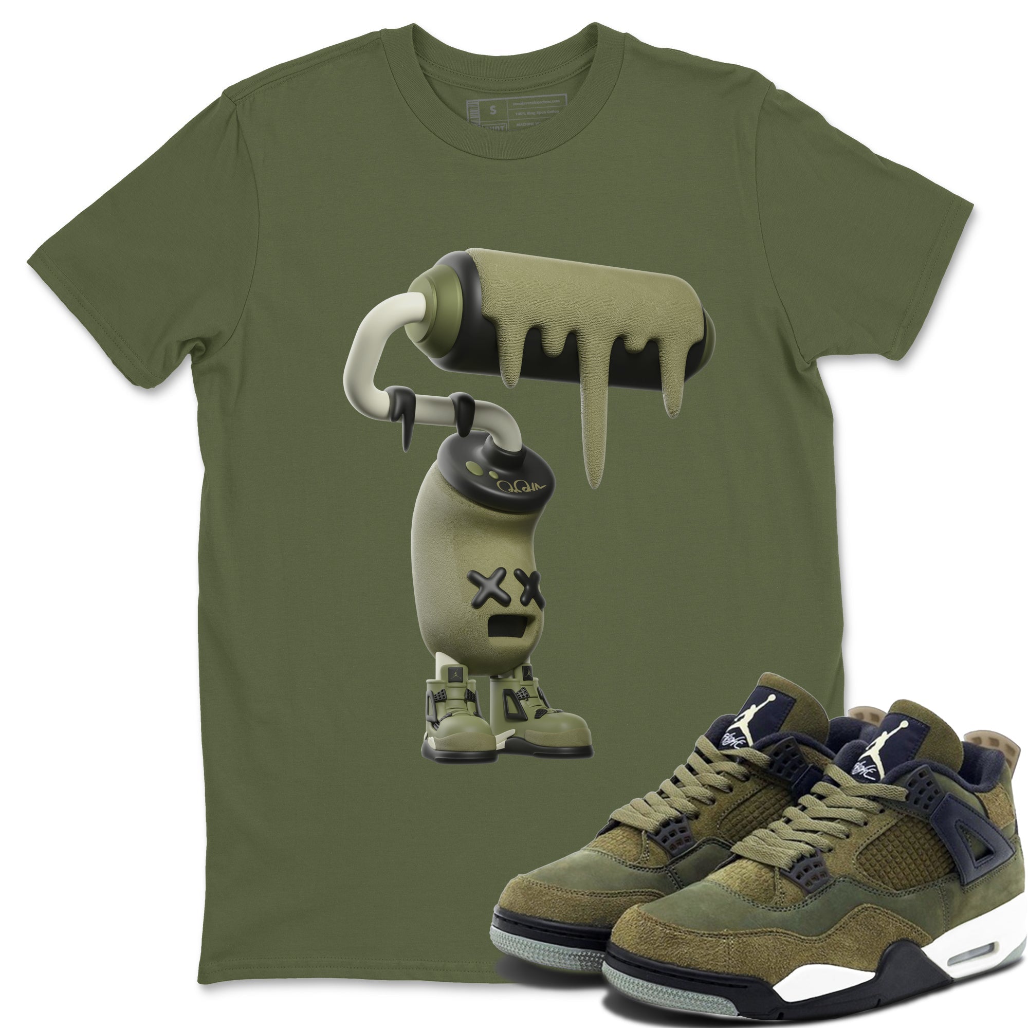 3D Paint Roller snkmatch Tee - Air Jordan 4 Medium Olive