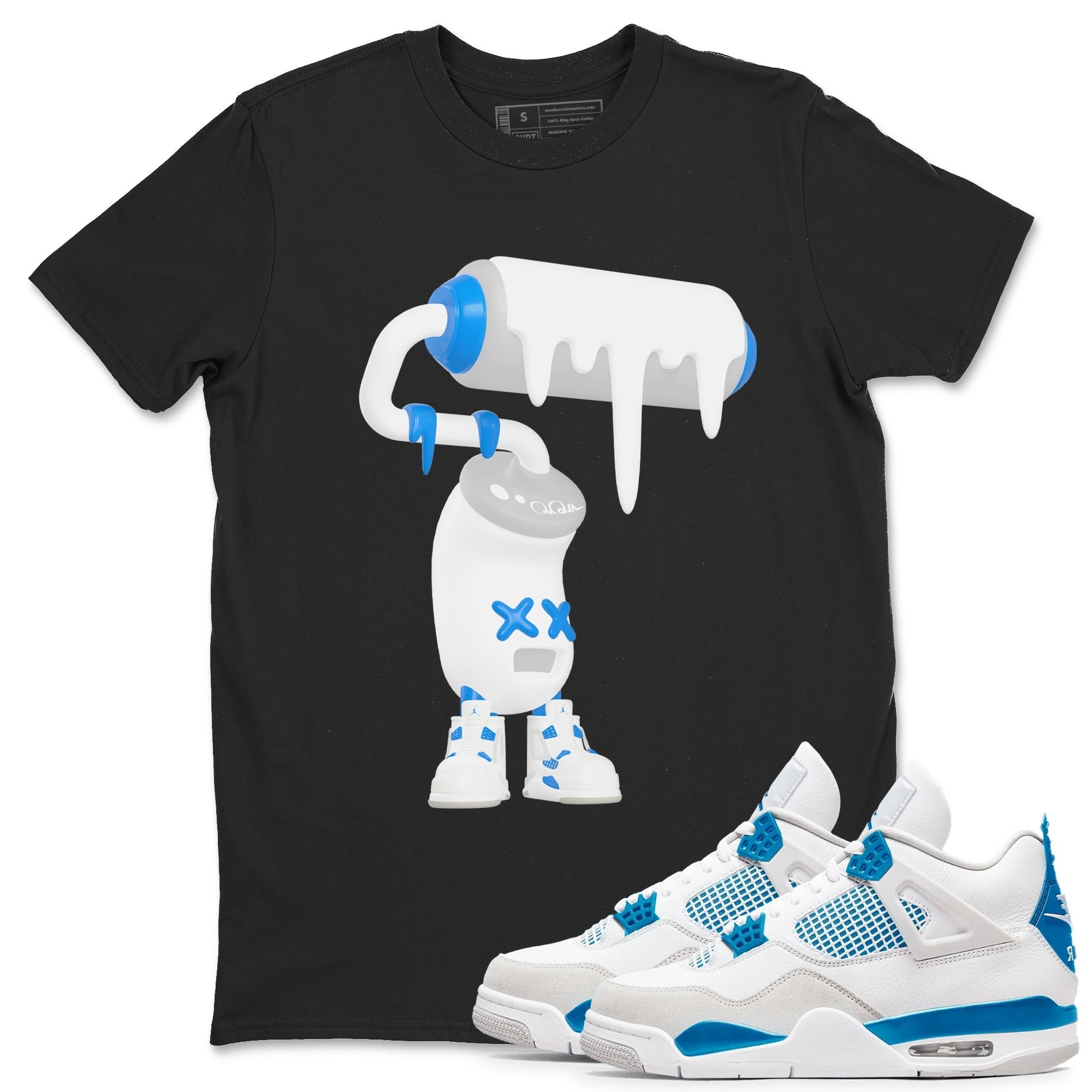 3D Paint Roller snkmatch Tees - Air Jordan 4 Military Blue