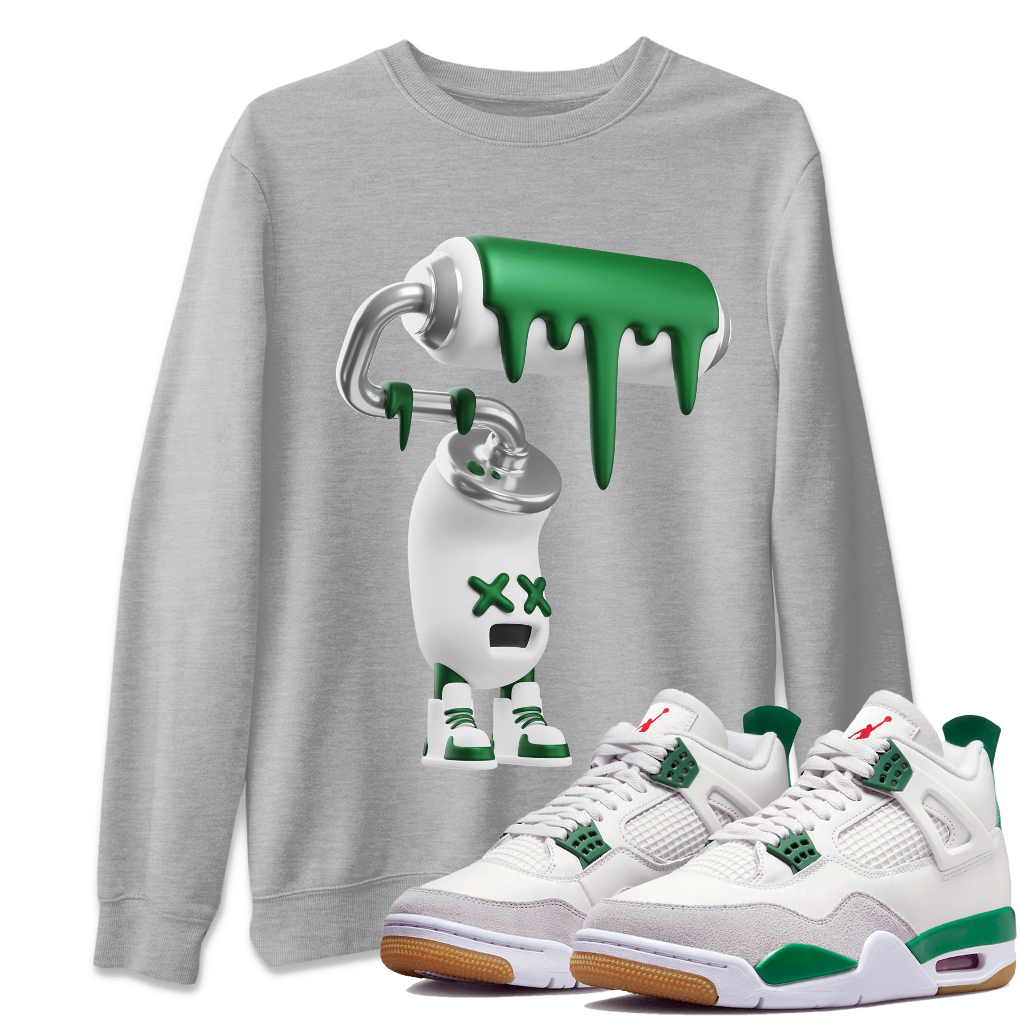 3D Paint Roller Unisex Tops - Air Jordan 4 Pine Green