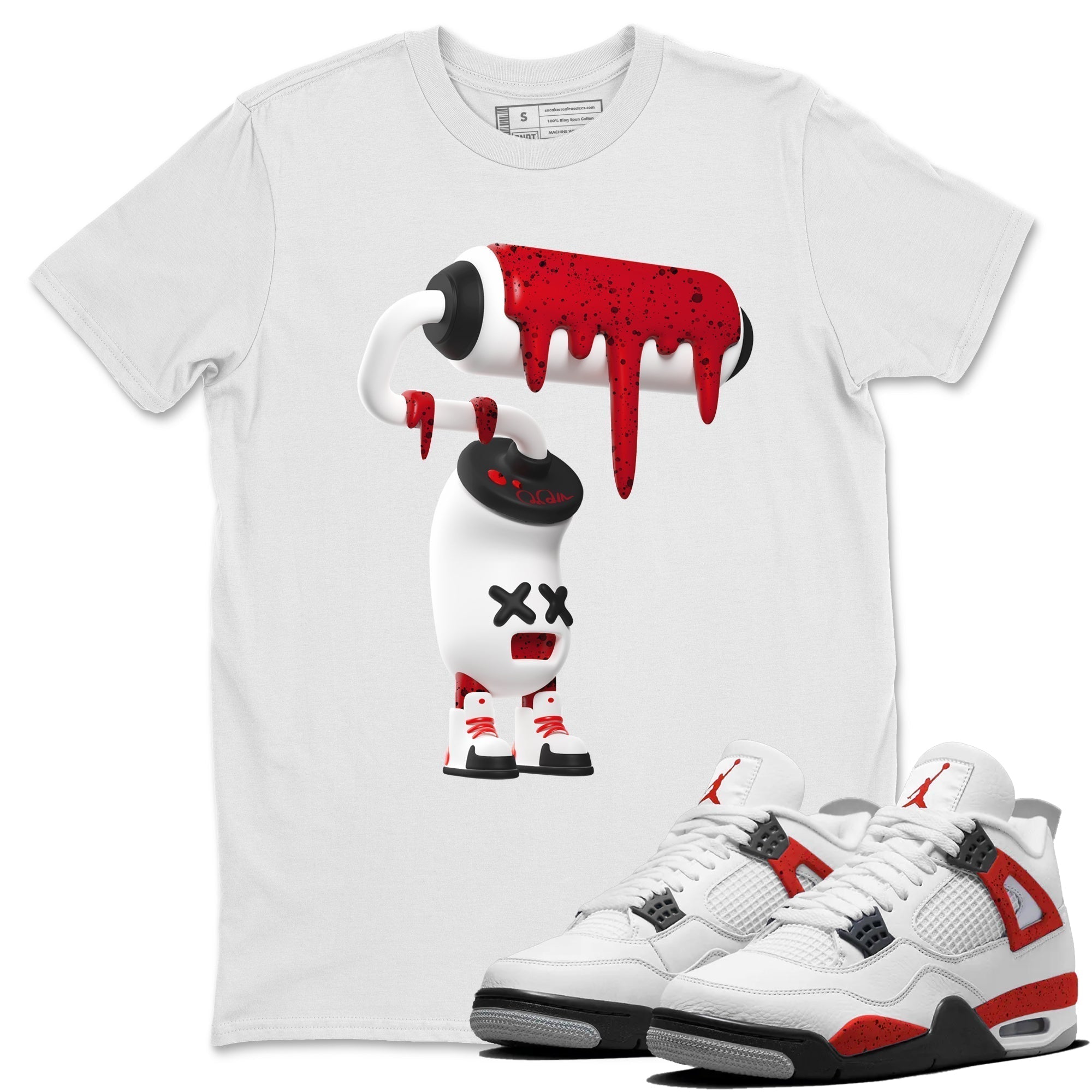 3D Paint Roller Unisex Audult Tops - Air Jordan 4 Red Cement